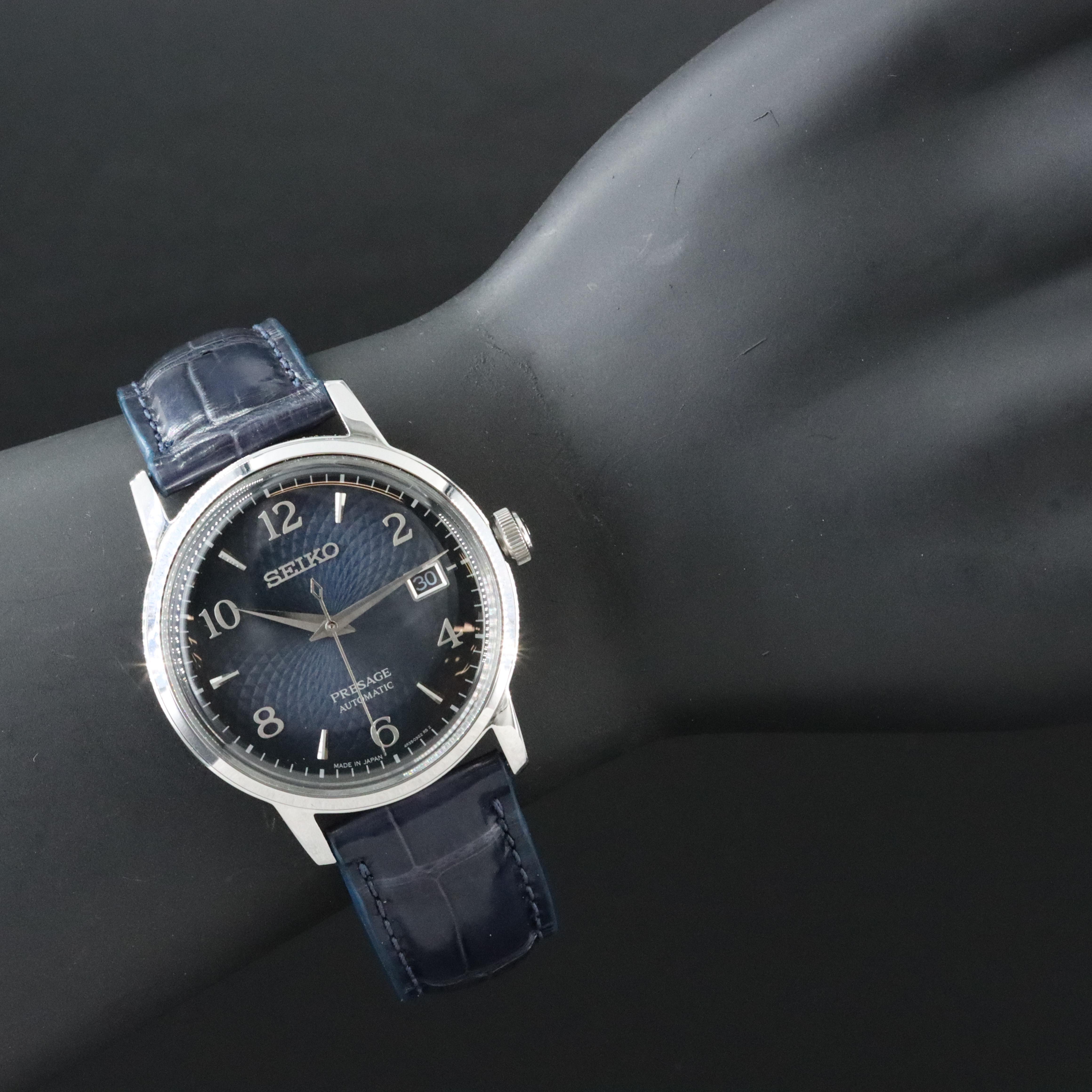 Seiko Presage Blue Arabic Steel Automatic Watch