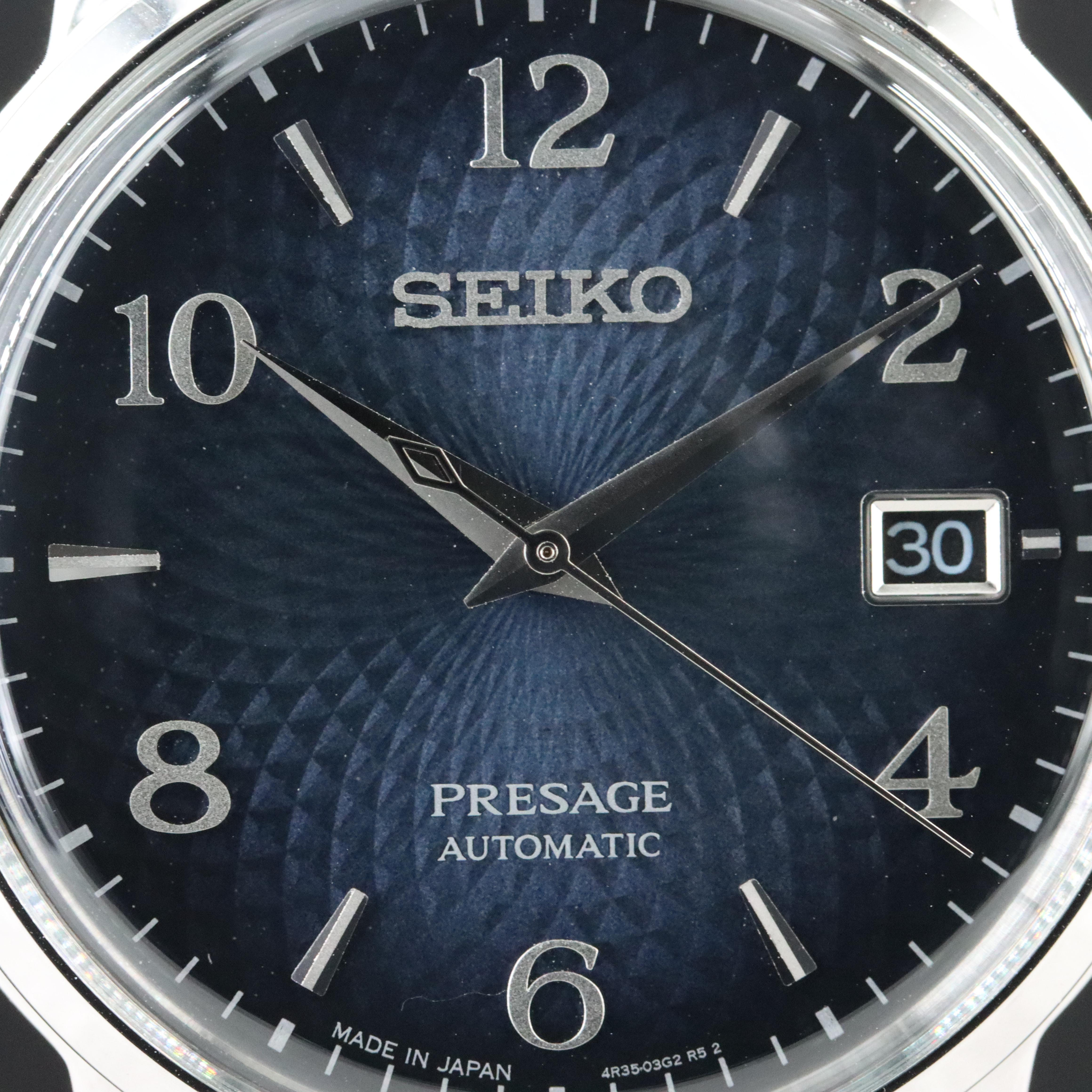 Seiko Presage Blue Arabic Steel Automatic Watch