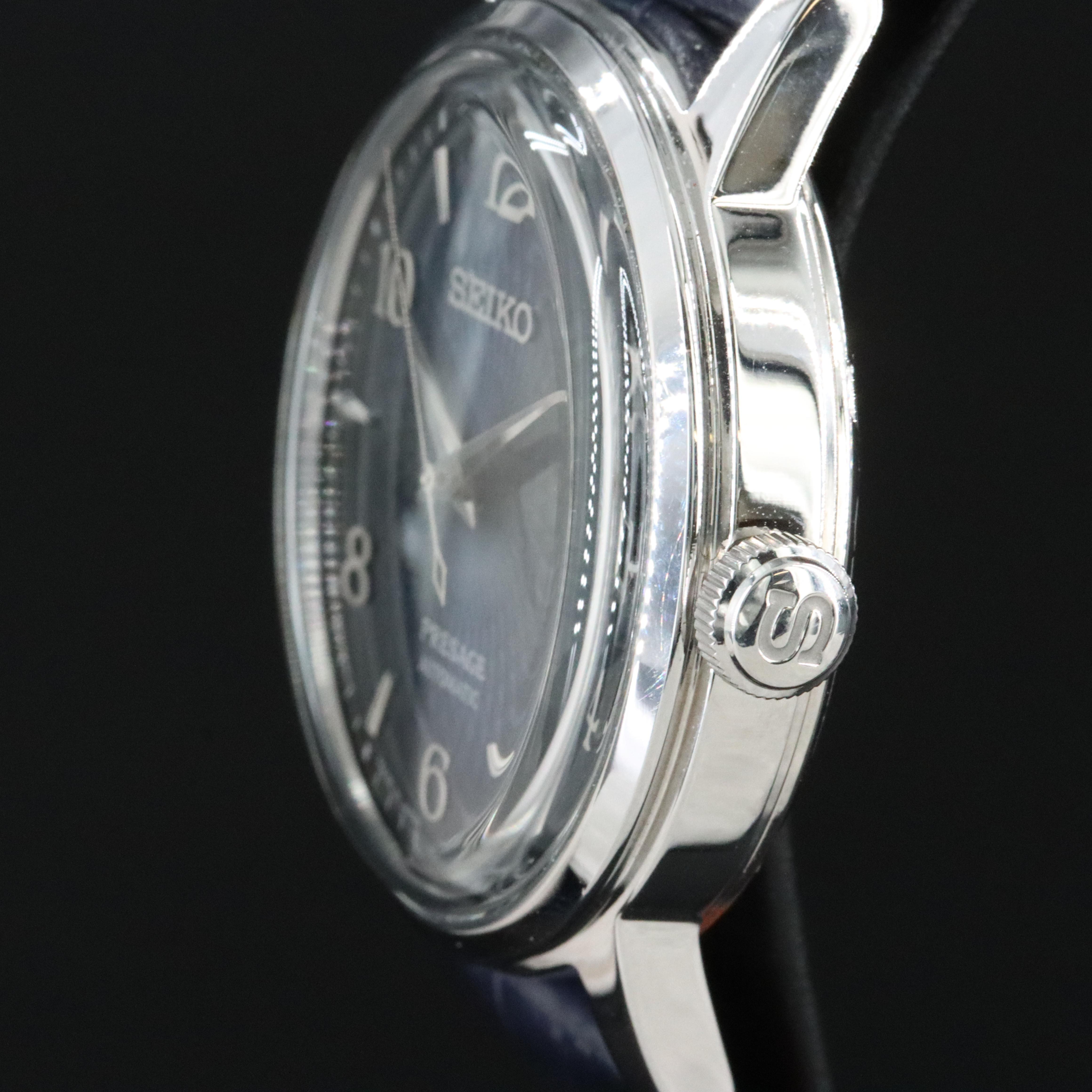 Seiko Presage Blue Arabic Steel Automatic Watch