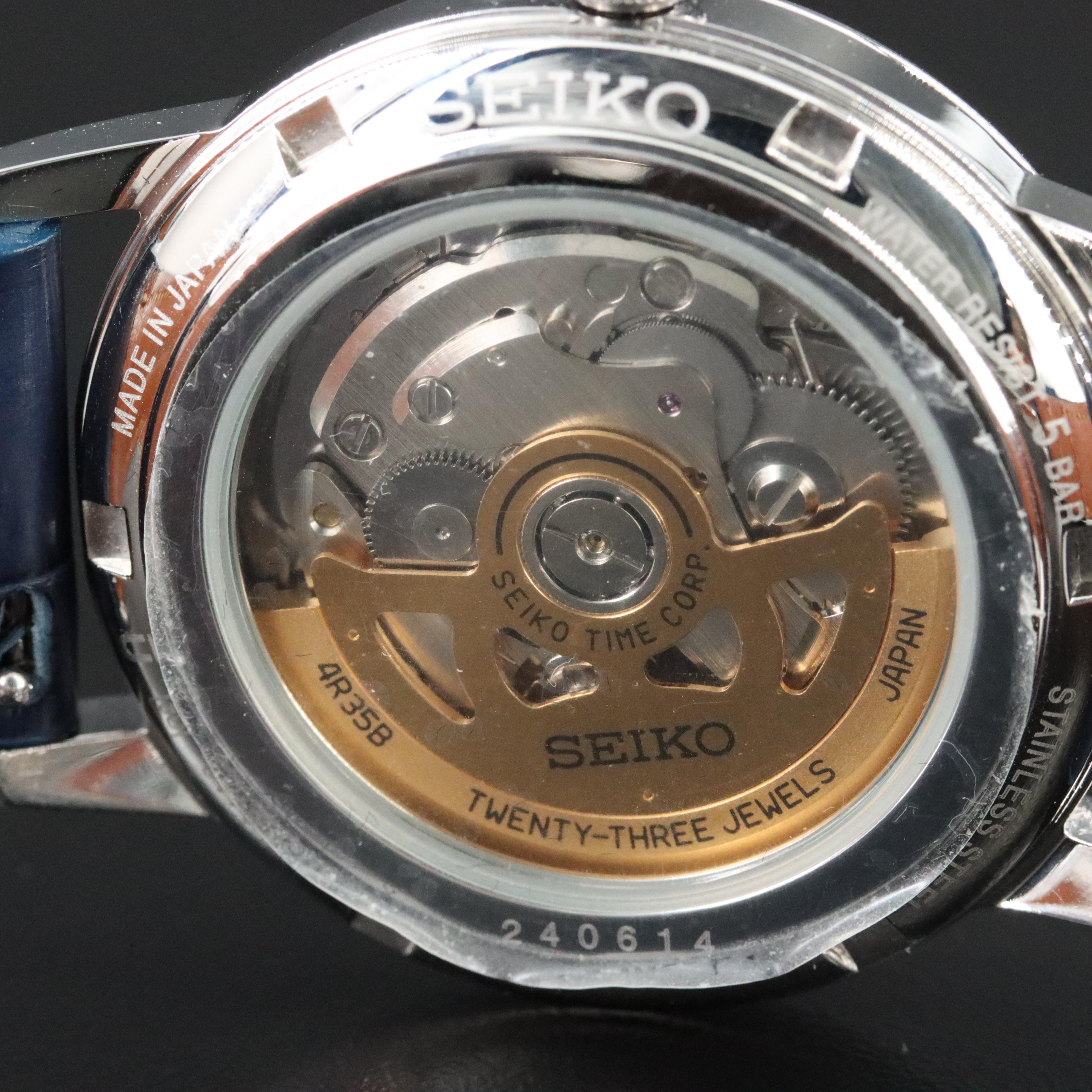 Seiko Presage Blue Arabic Steel Automatic Watch