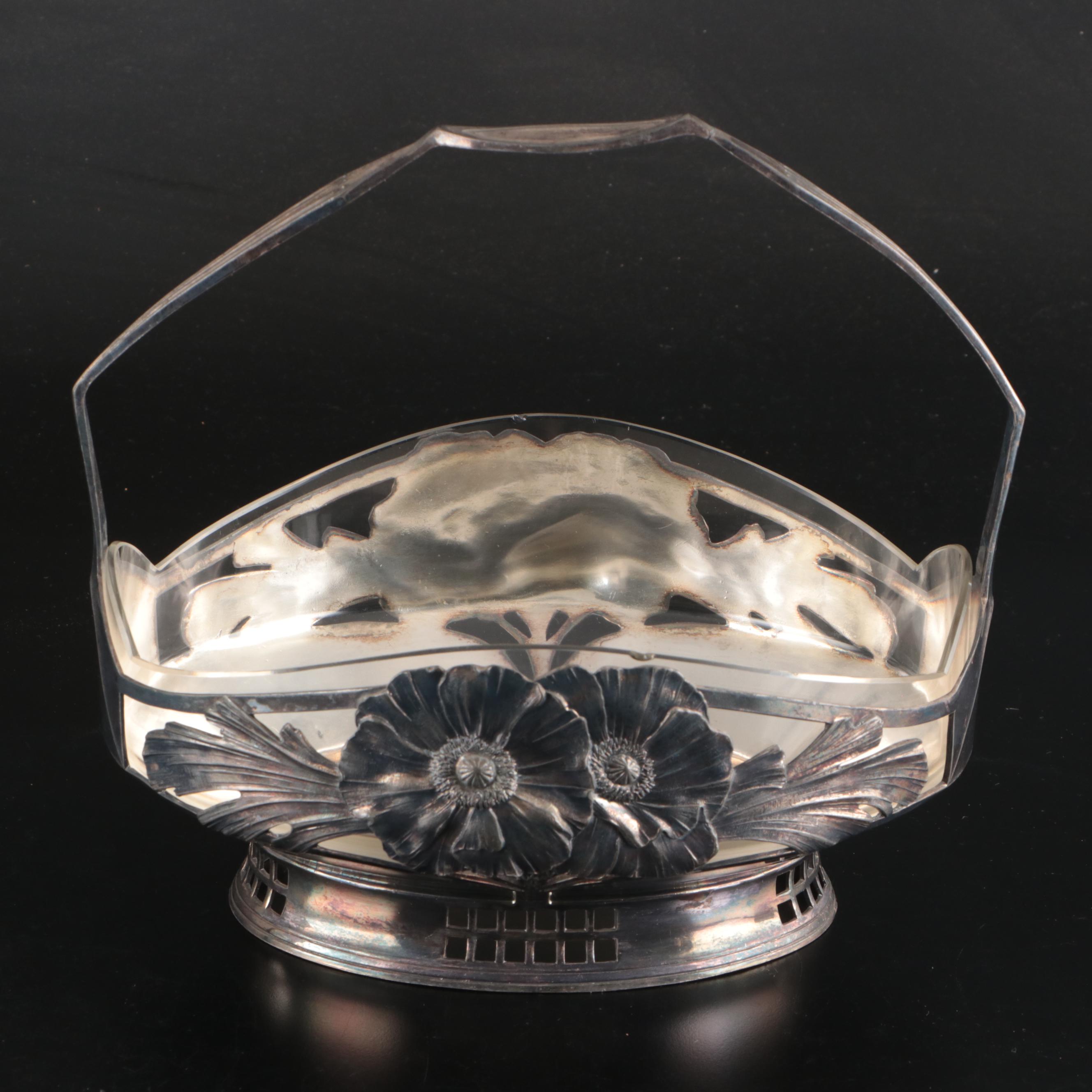 Fenton Bicentennial Frosted Glass Candy Dish and Silver Plate Fruit Basket