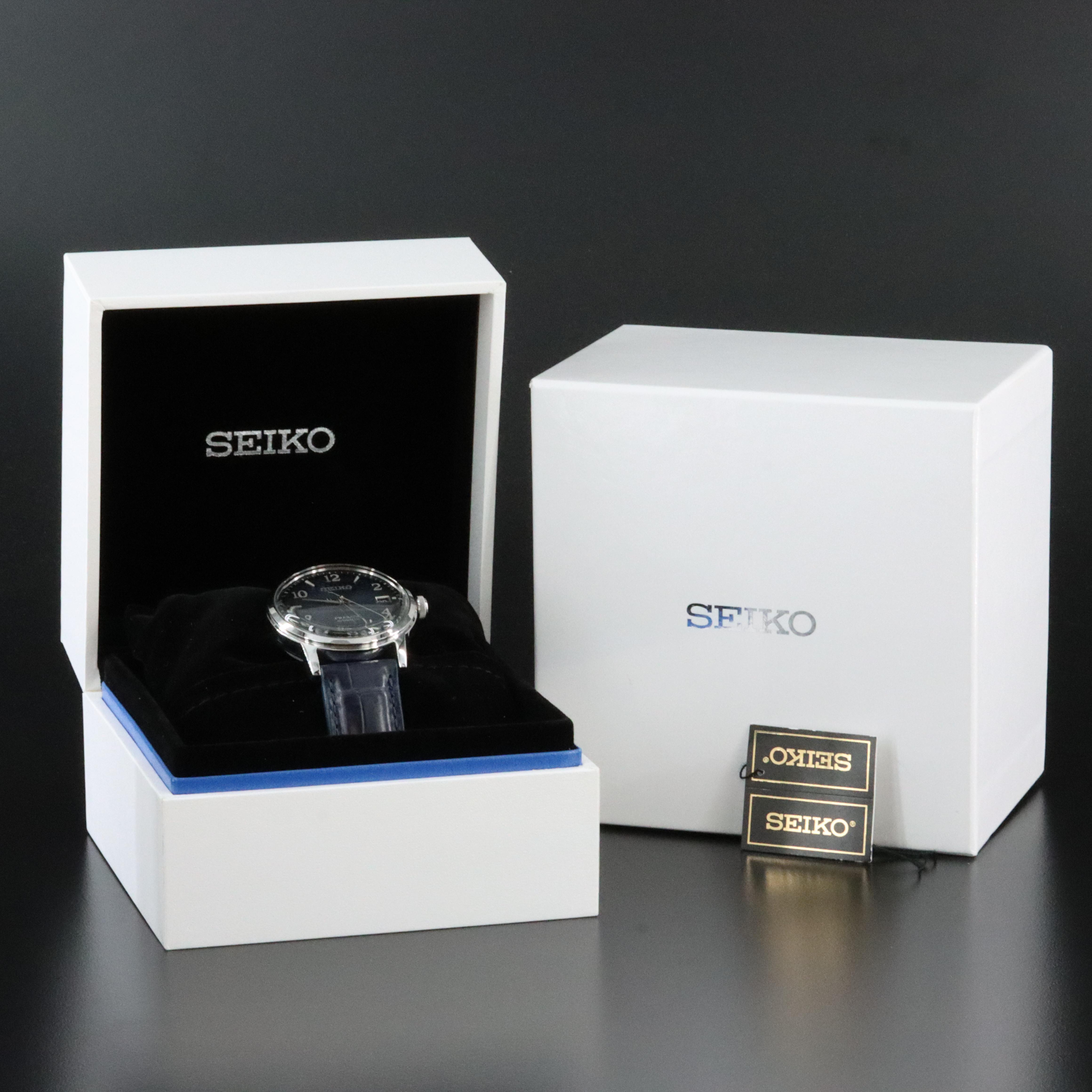 Seiko Presage Blue Arabic Steel Automatic Watch