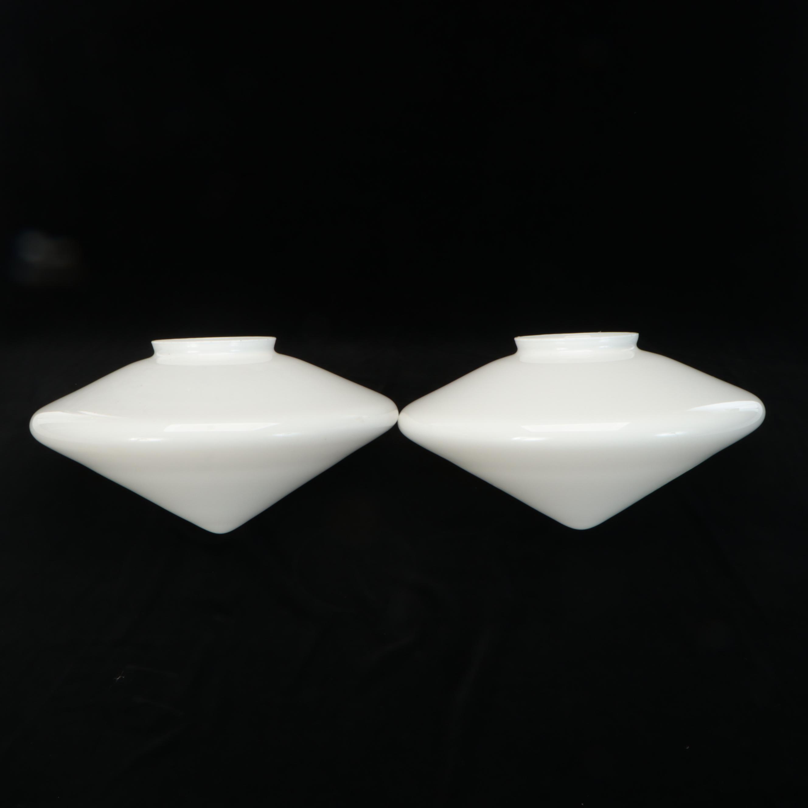 Pair of Art Deco Milk Glass Pendant Shades
