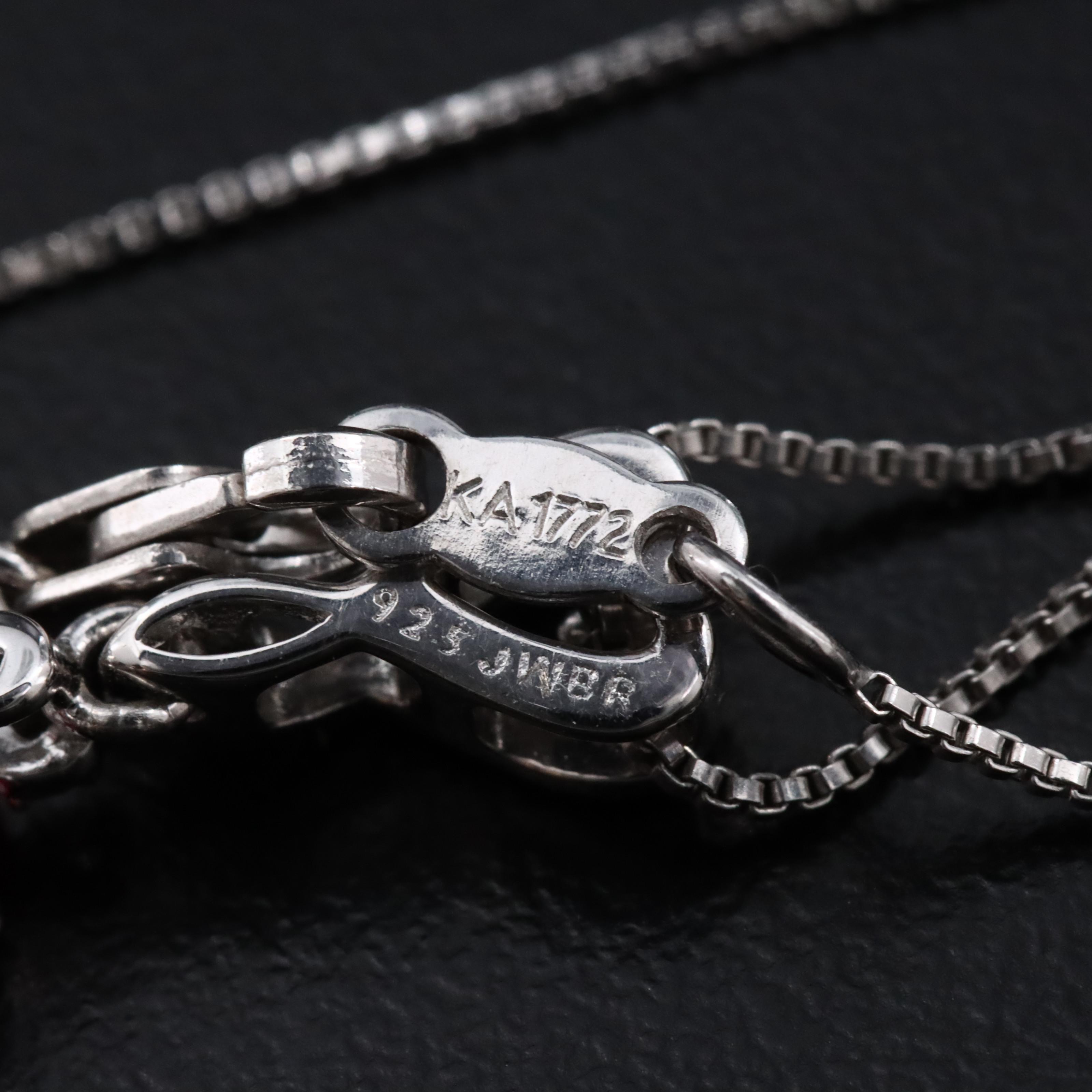 Sterling Ruby and White Sapphire Pendant Necklace