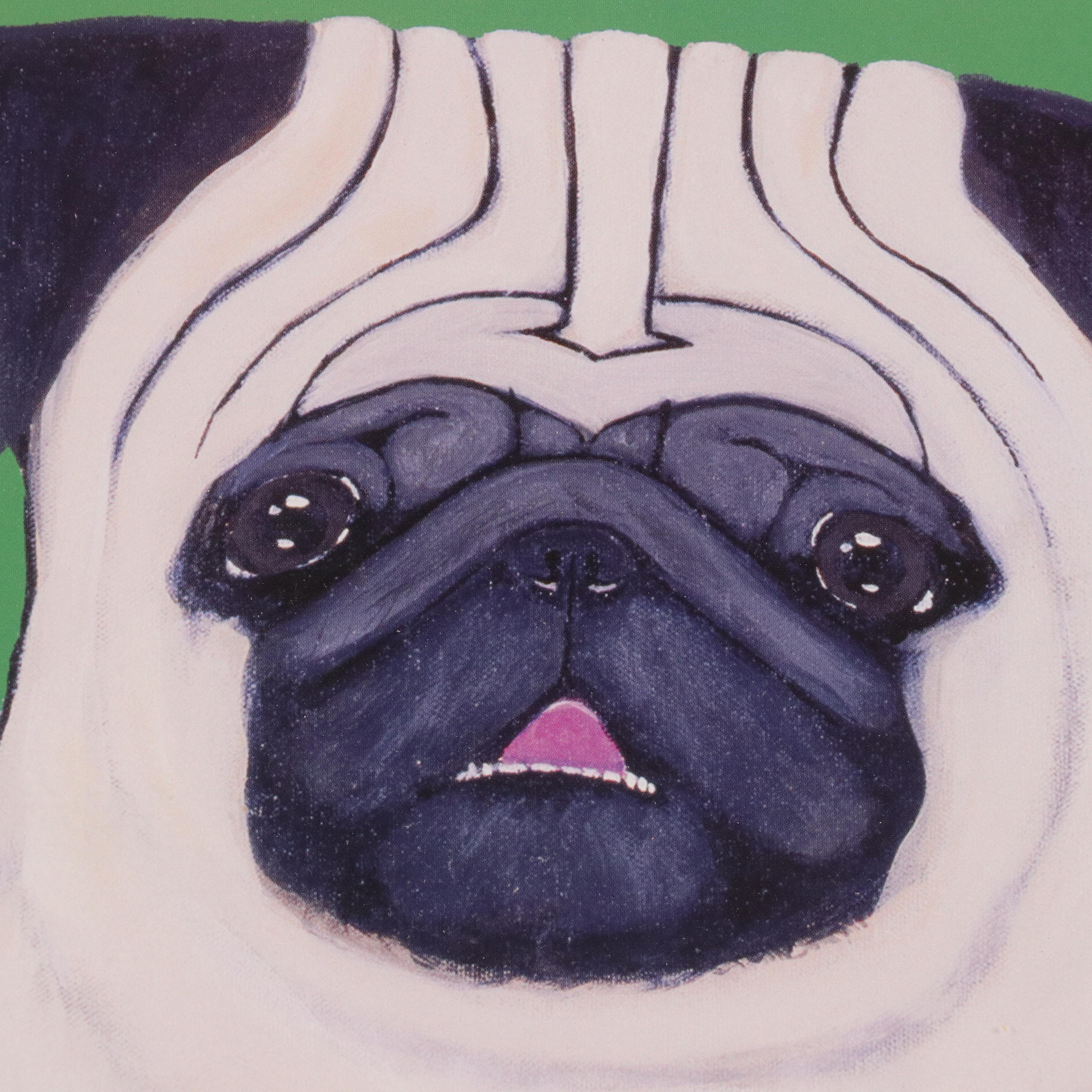 Offset Lithograph Poster After Ken Bailey "Pug Orange Juice"