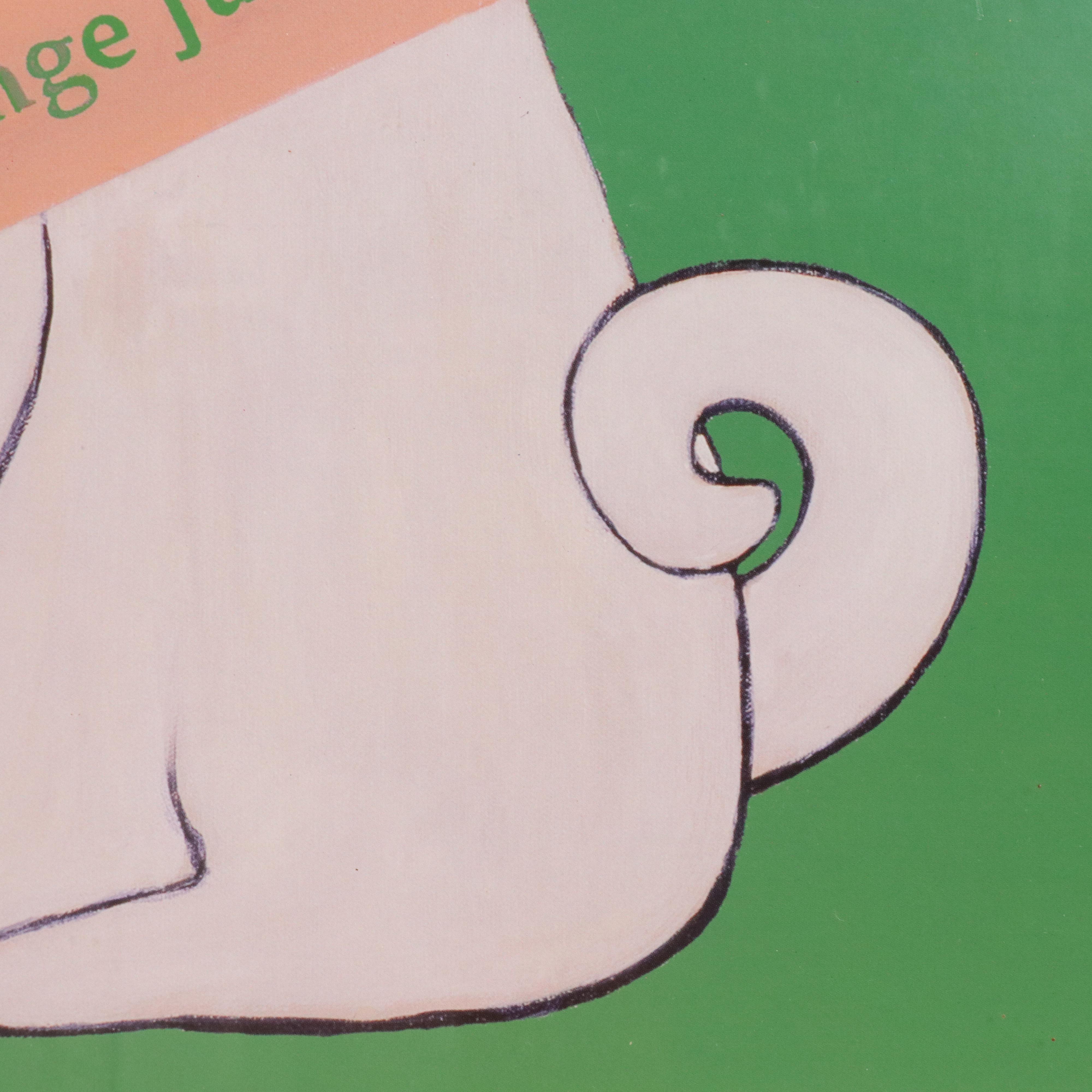 Offset Lithograph Poster After Ken Bailey "Pug Orange Juice"