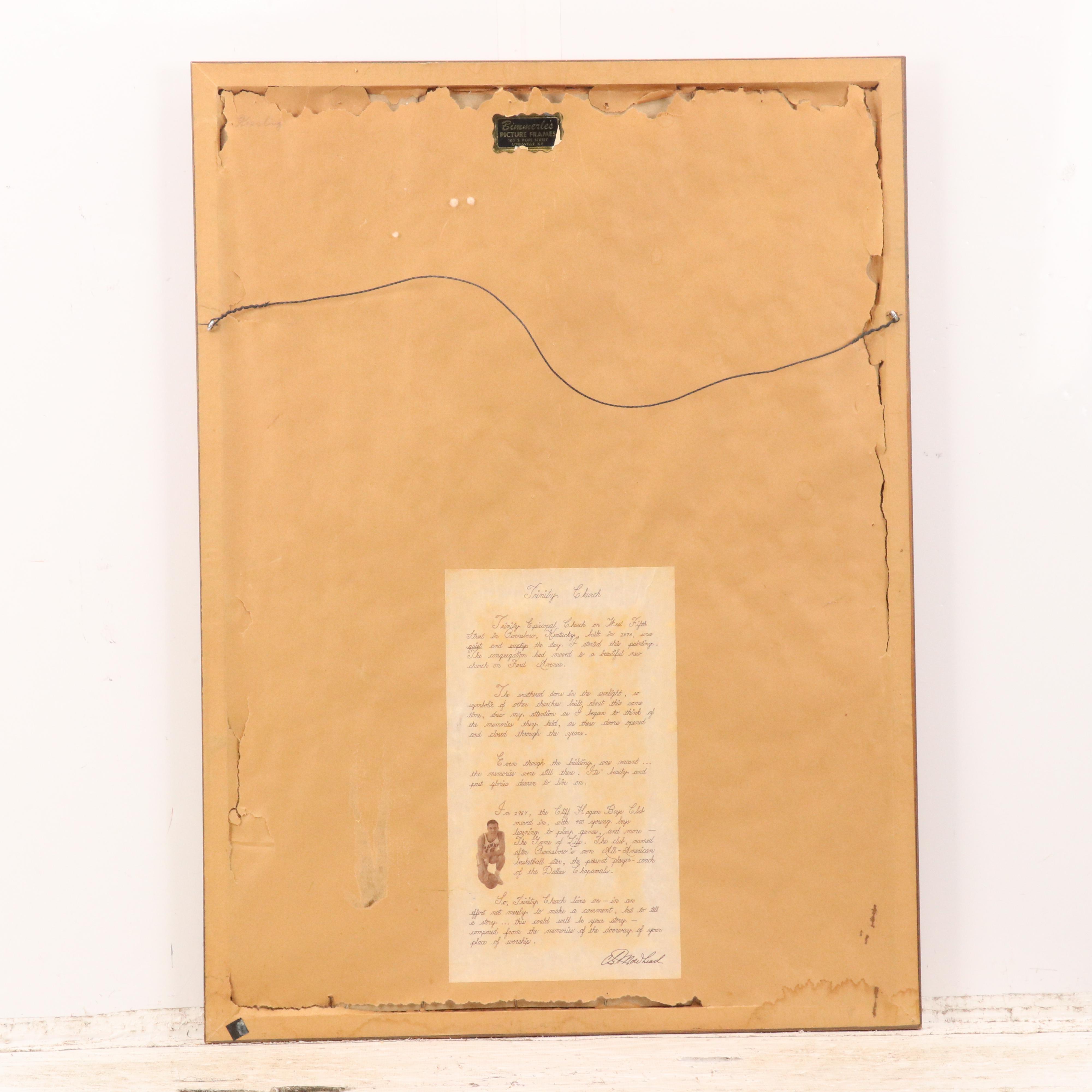 Offset Lithograph After C. G. Morehead "Trinity Church," 1968