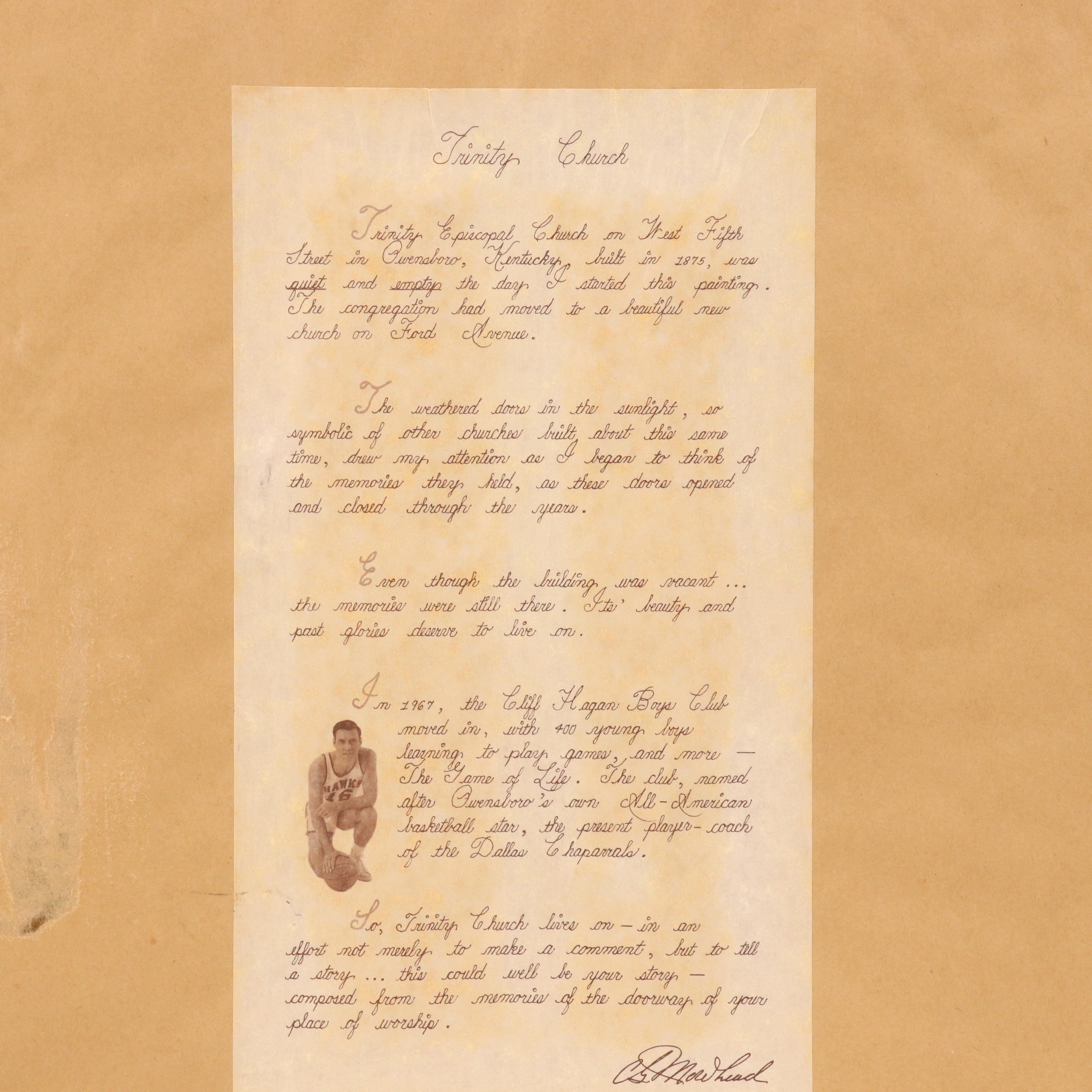 Offset Lithograph After C. G. Morehead "Trinity Church," 1968