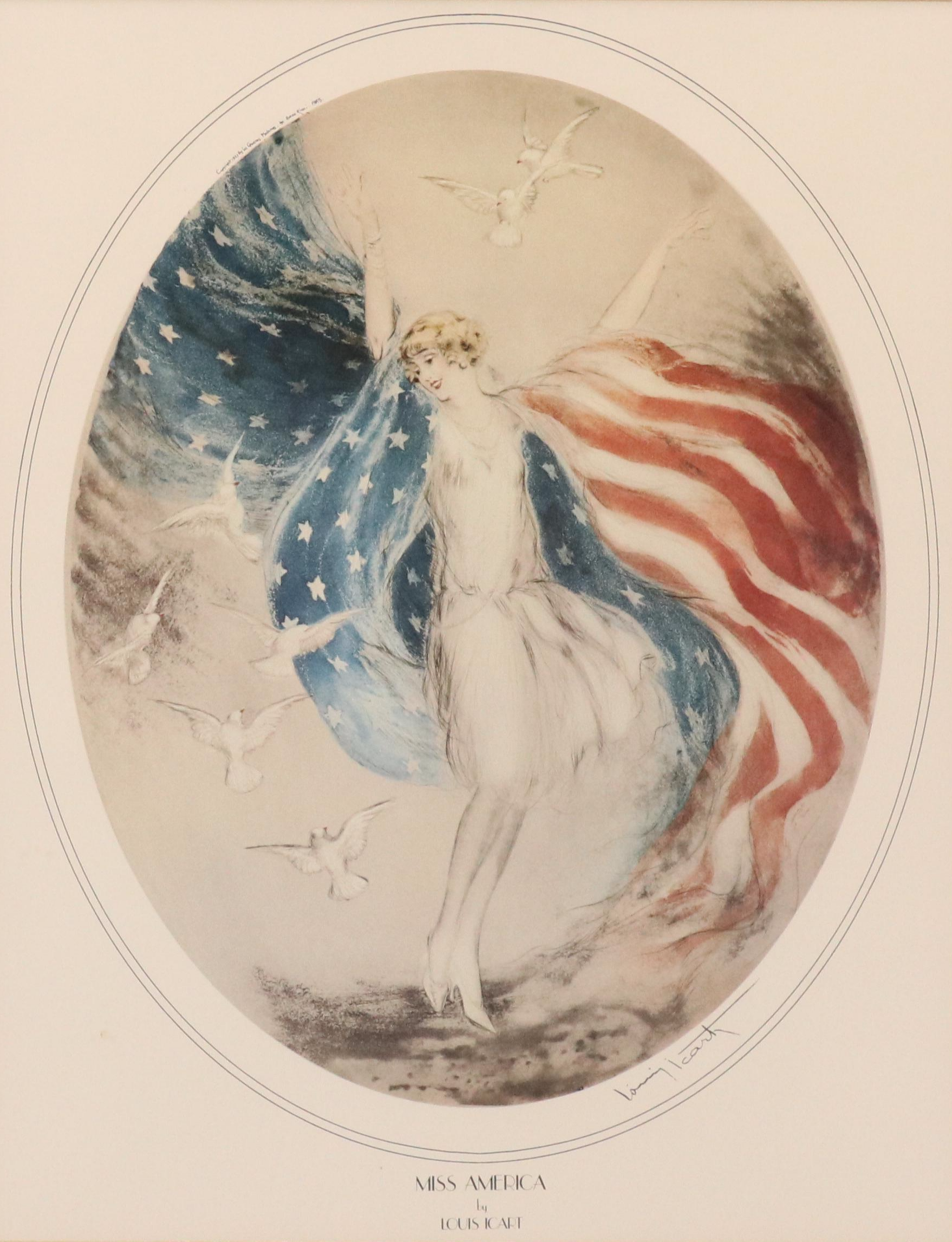 Offset Lithograph After Louis Icart "Miss America," 1994