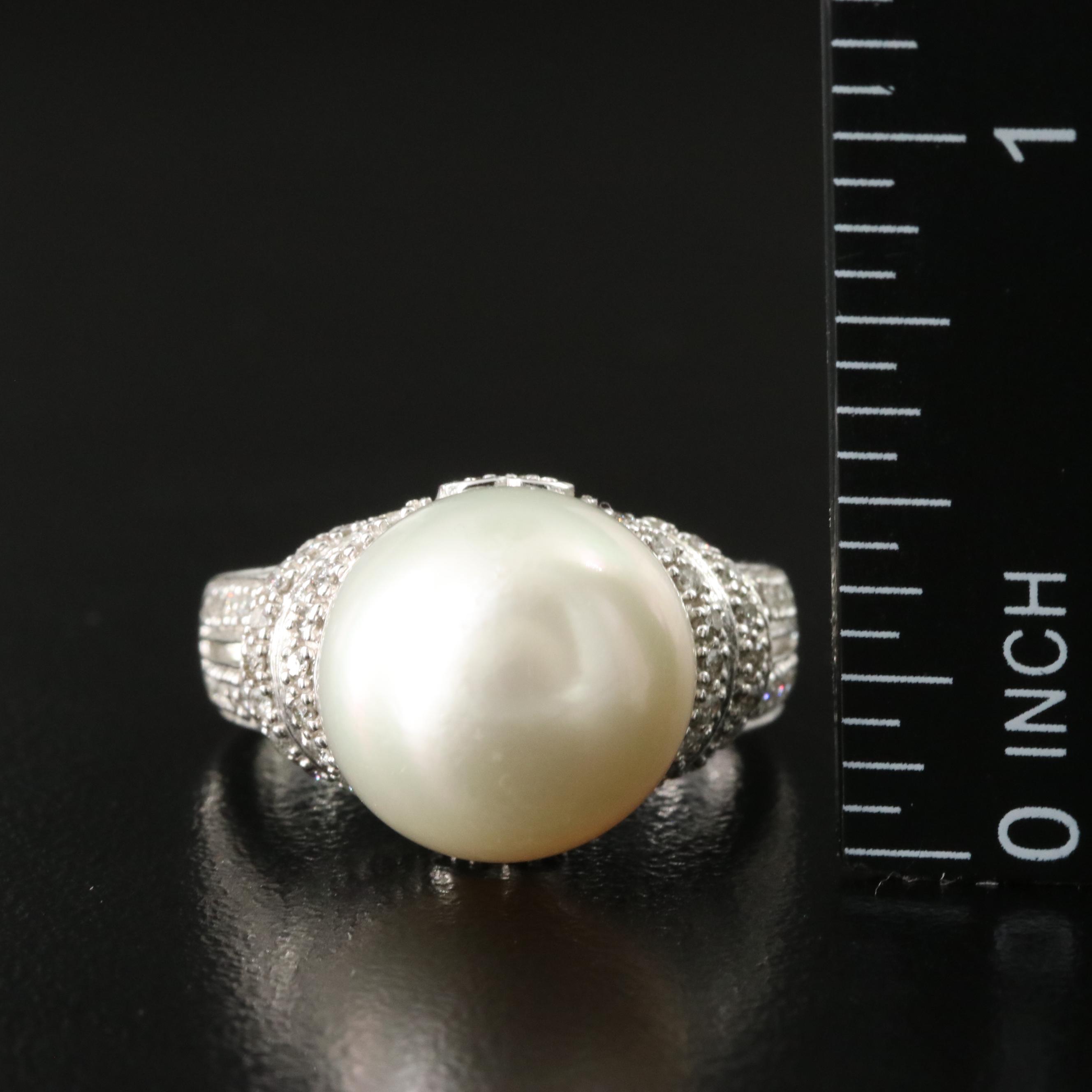 14K Pearl and Diamond Ring