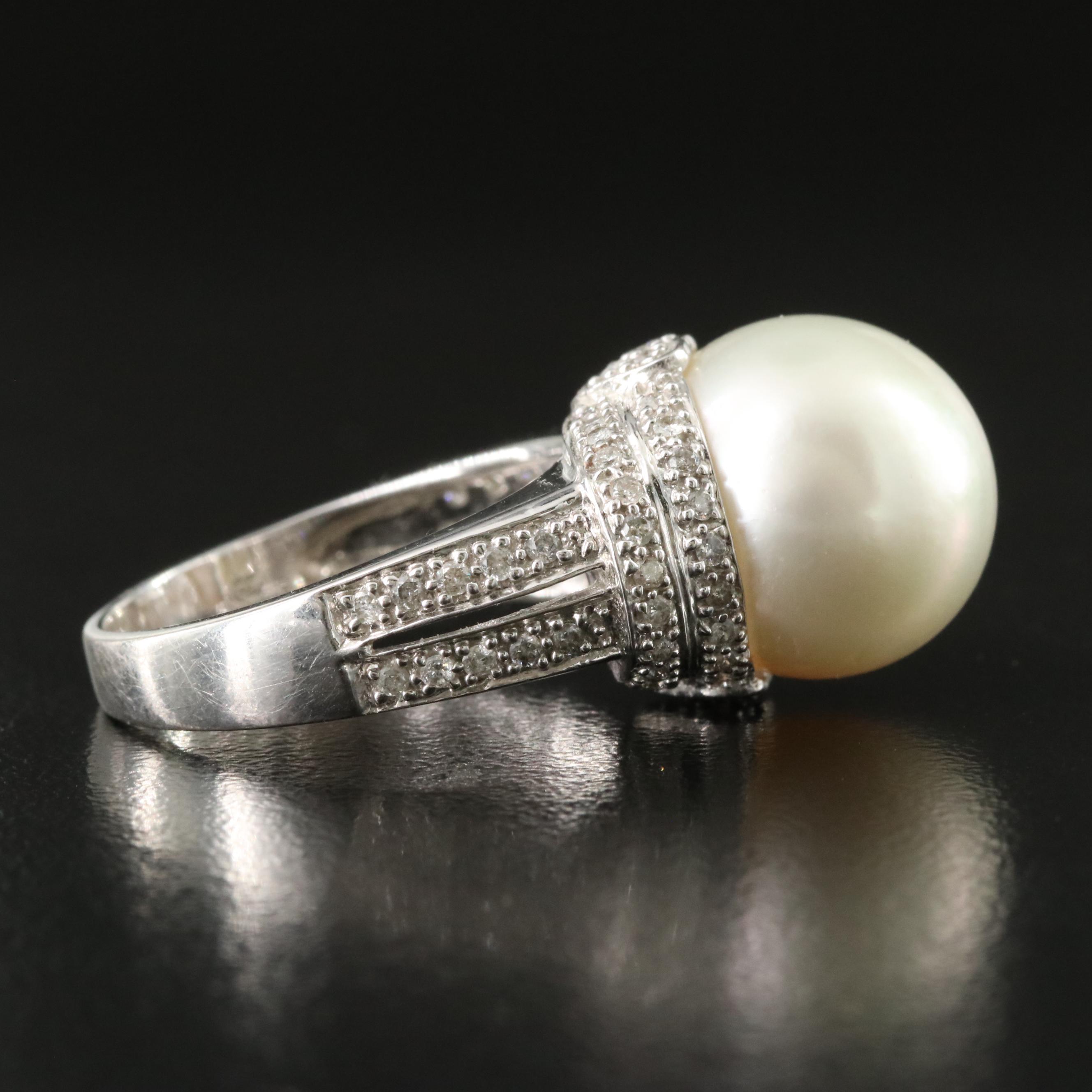 14K Pearl and Diamond Ring