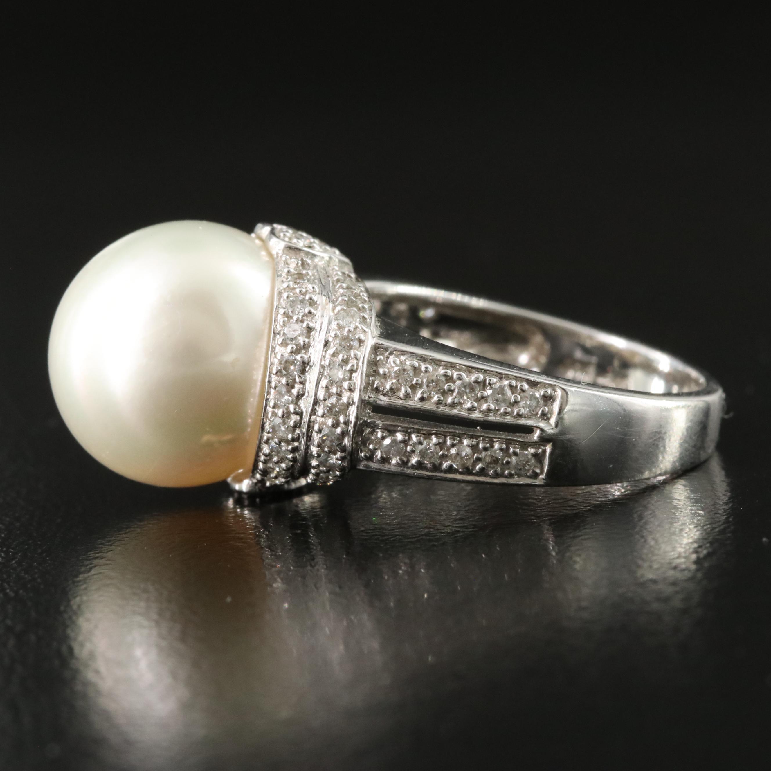 14K Pearl and Diamond Ring