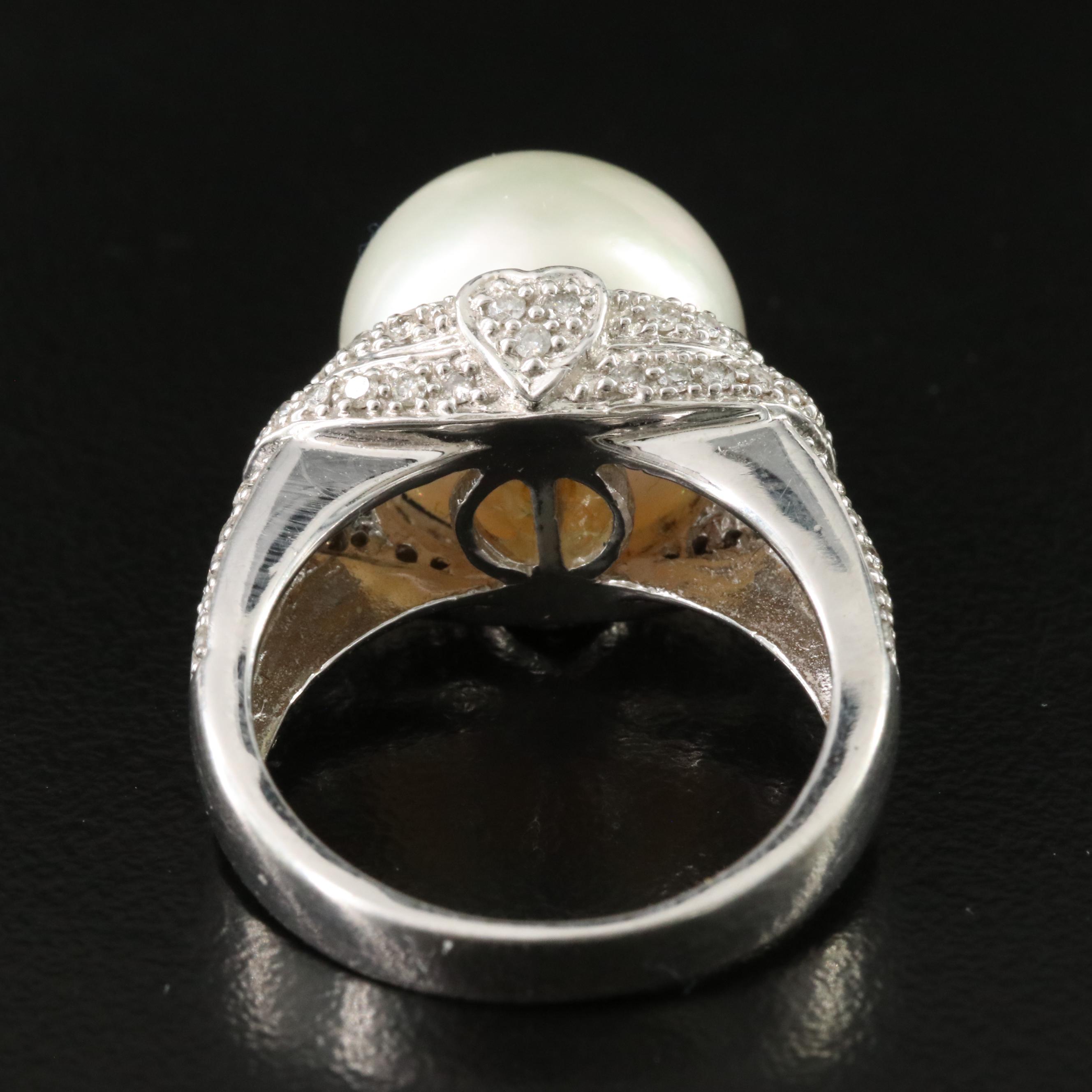 14K Pearl and Diamond Ring