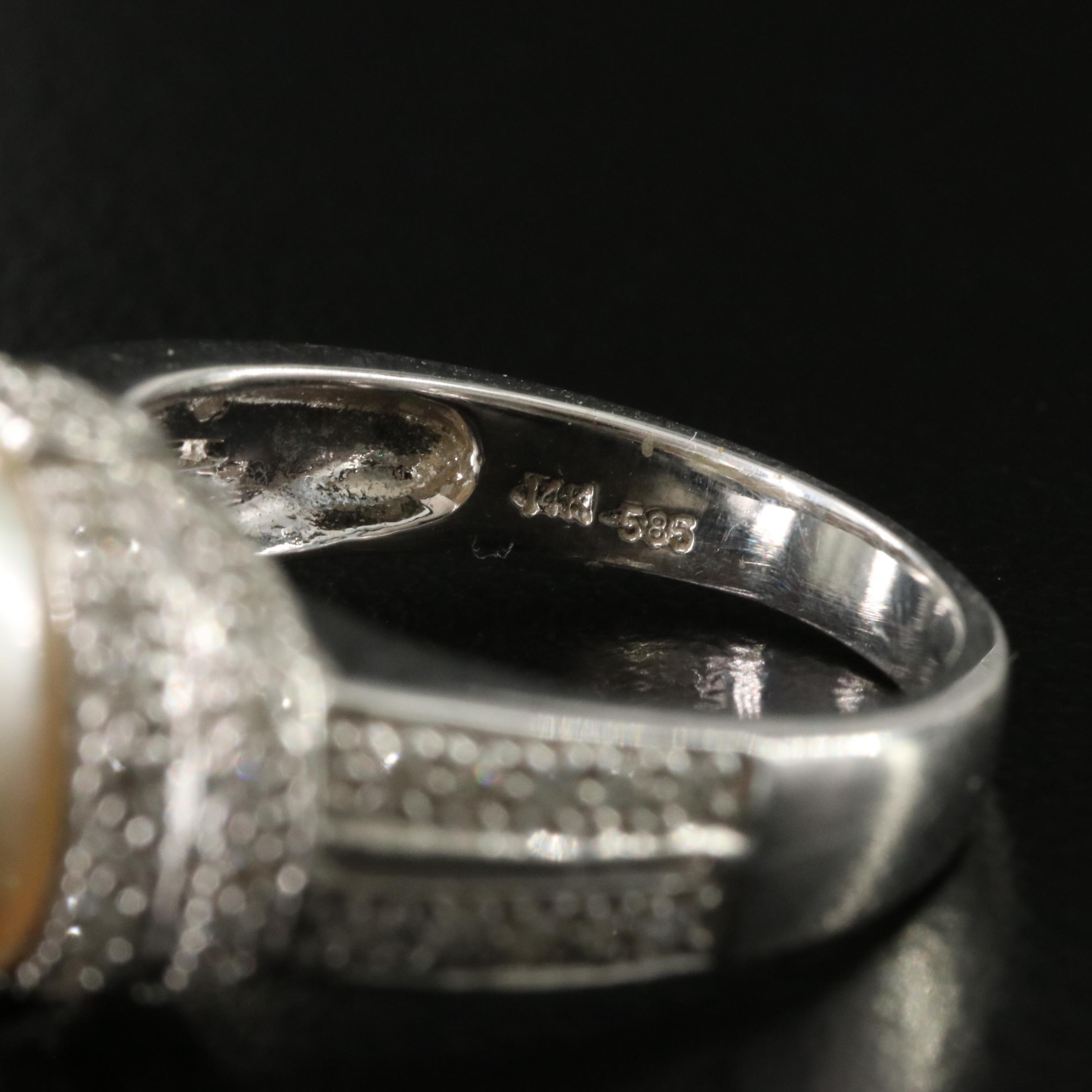 14K Pearl and Diamond Ring
