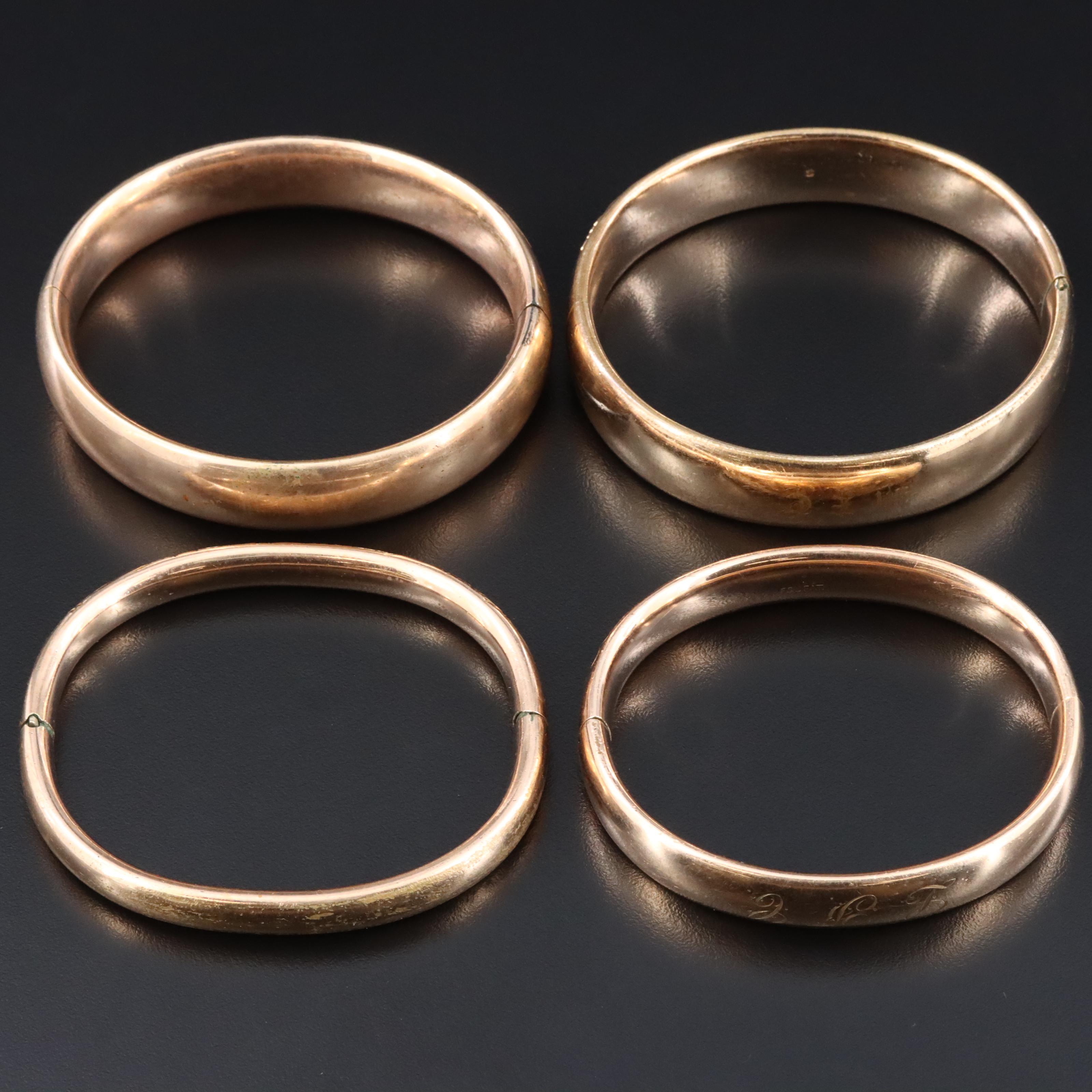 Art Nouveau Featured in Antique Etched Bangle Collection