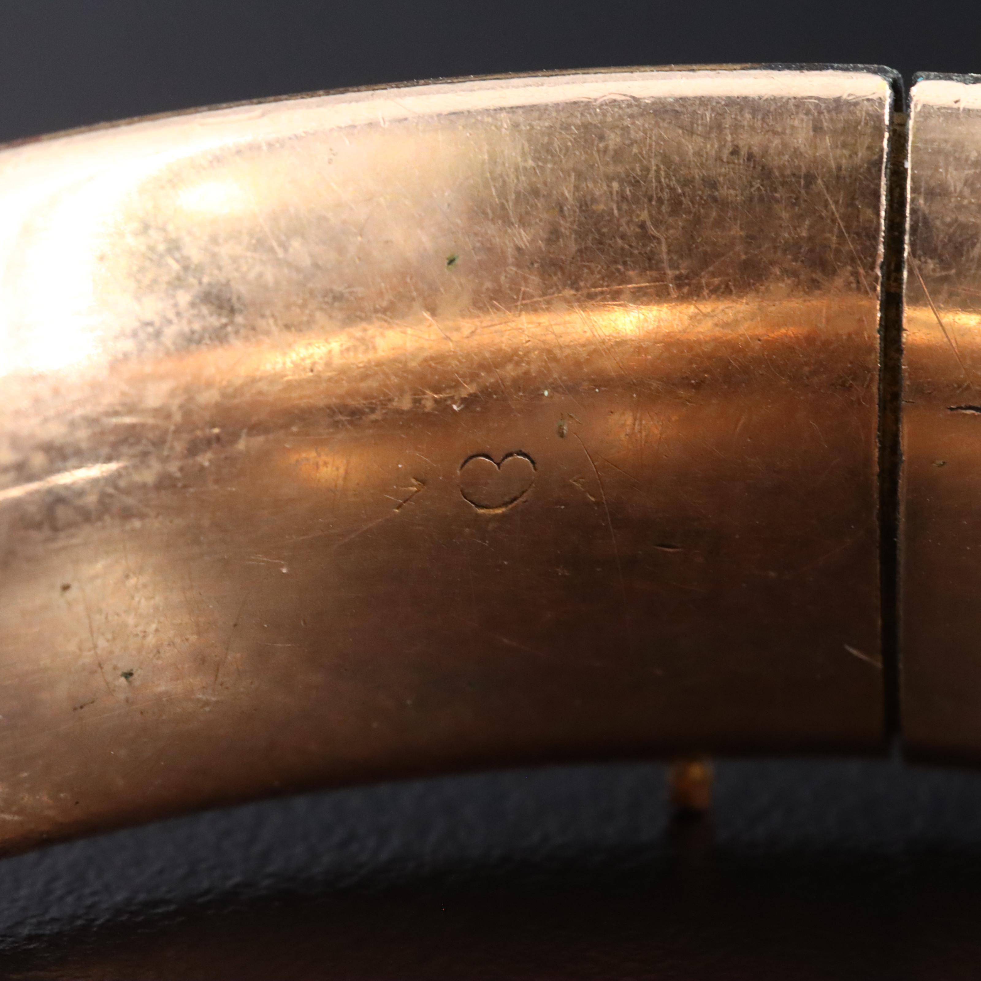 Art Nouveau Featured in Antique Etched Bangle Collection