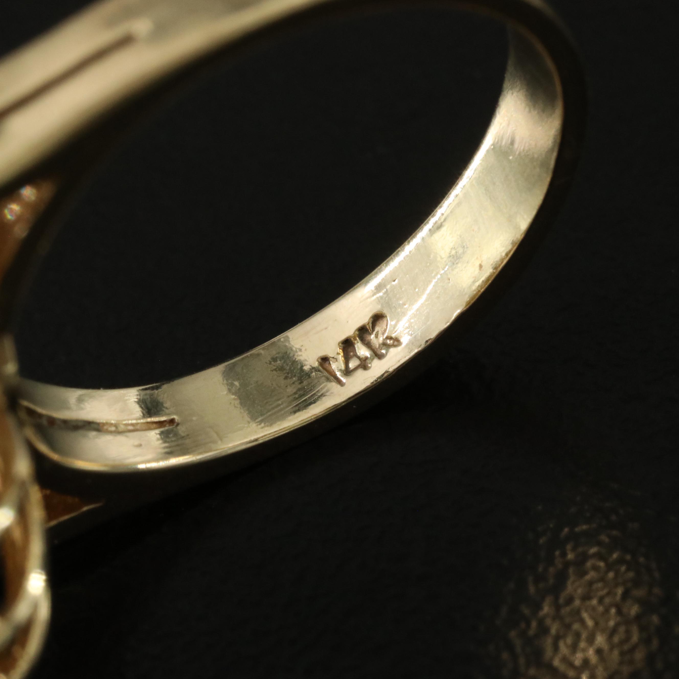 14K Moonstone and 1.01 CTW Diamond Ring with Fancy Diamonds