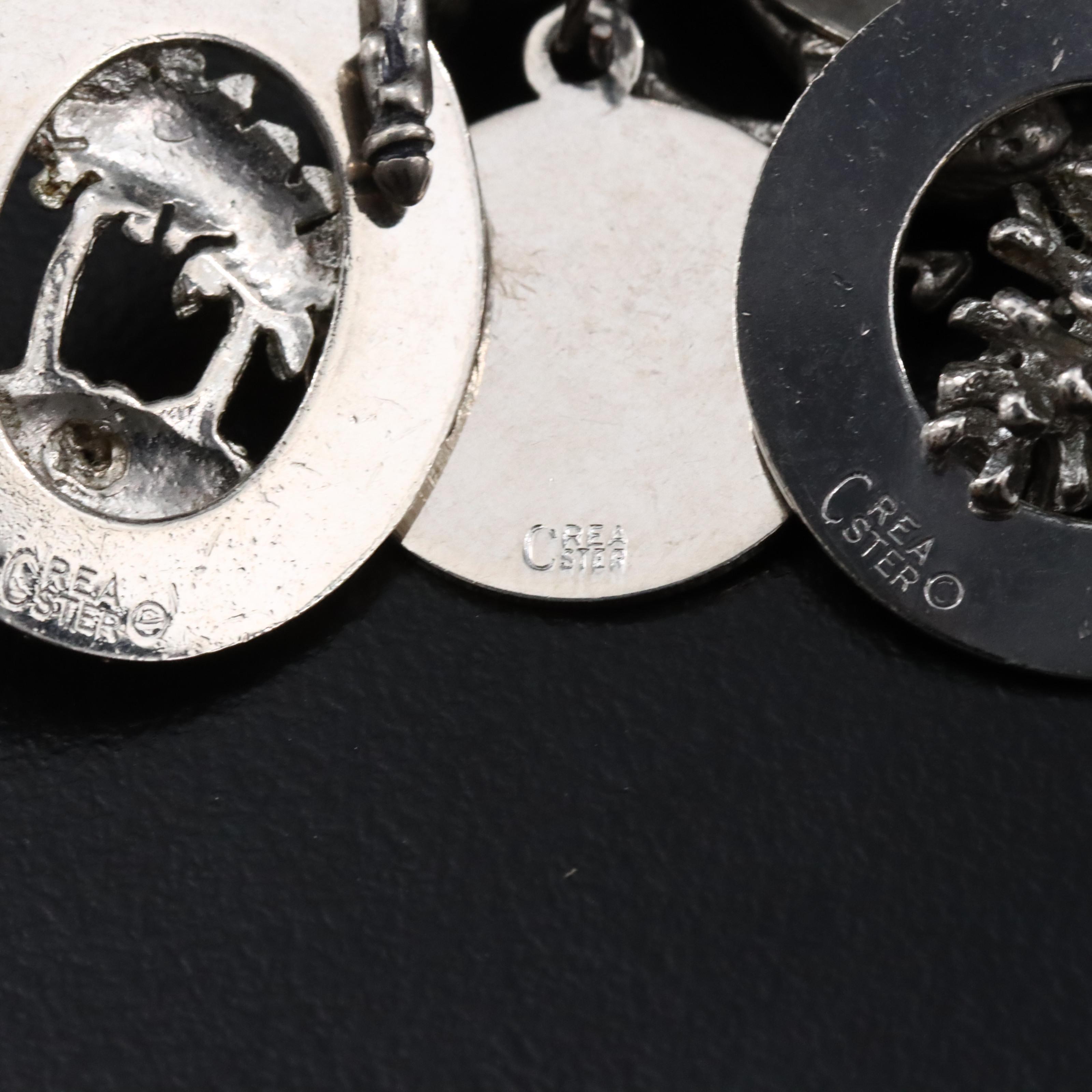 Vintage Sterling Charm Bracelet with Rhinestone Accents