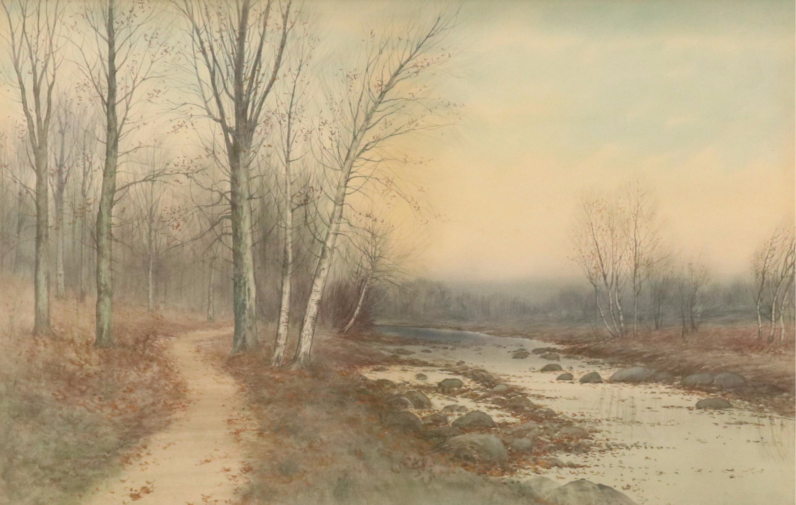 George Howell Gay Wintry Landscape Oil Painting, Late 19th / 20th Century