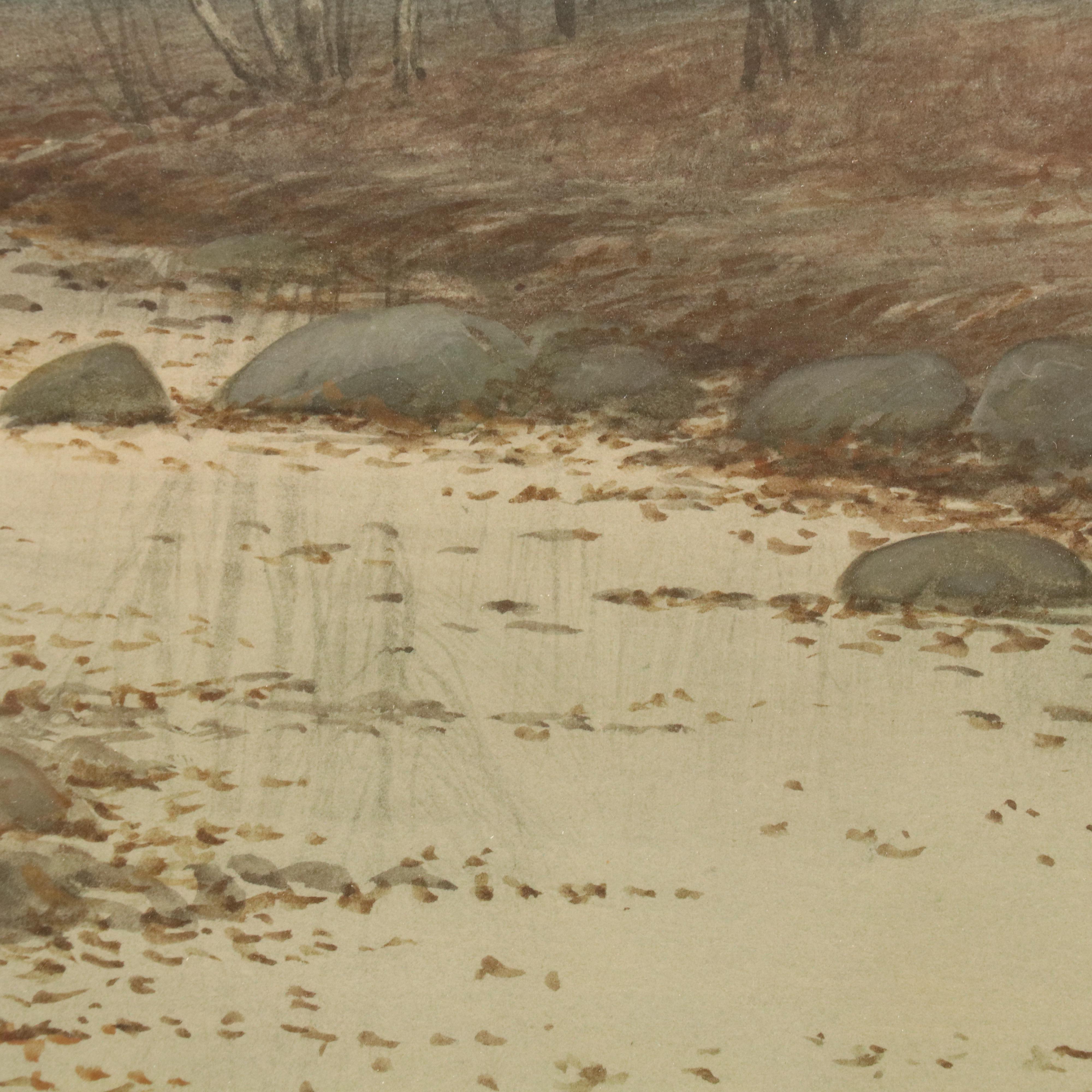George Howell Gay Wintry Landscape Oil Painting, Late 19th / 20th Century