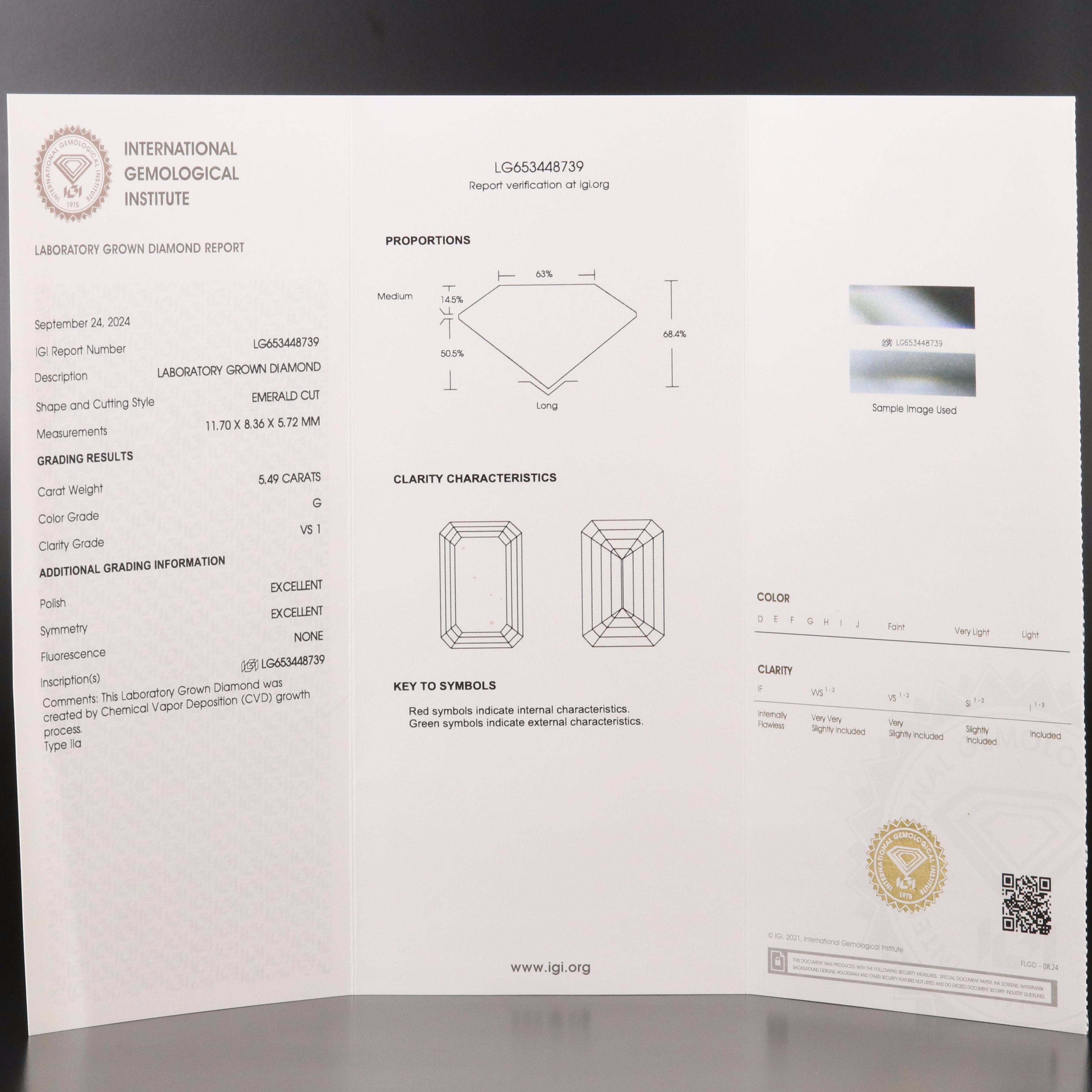 18K 5.49 CT Lab Grown Diamond Solitaire Ring with IGI Report