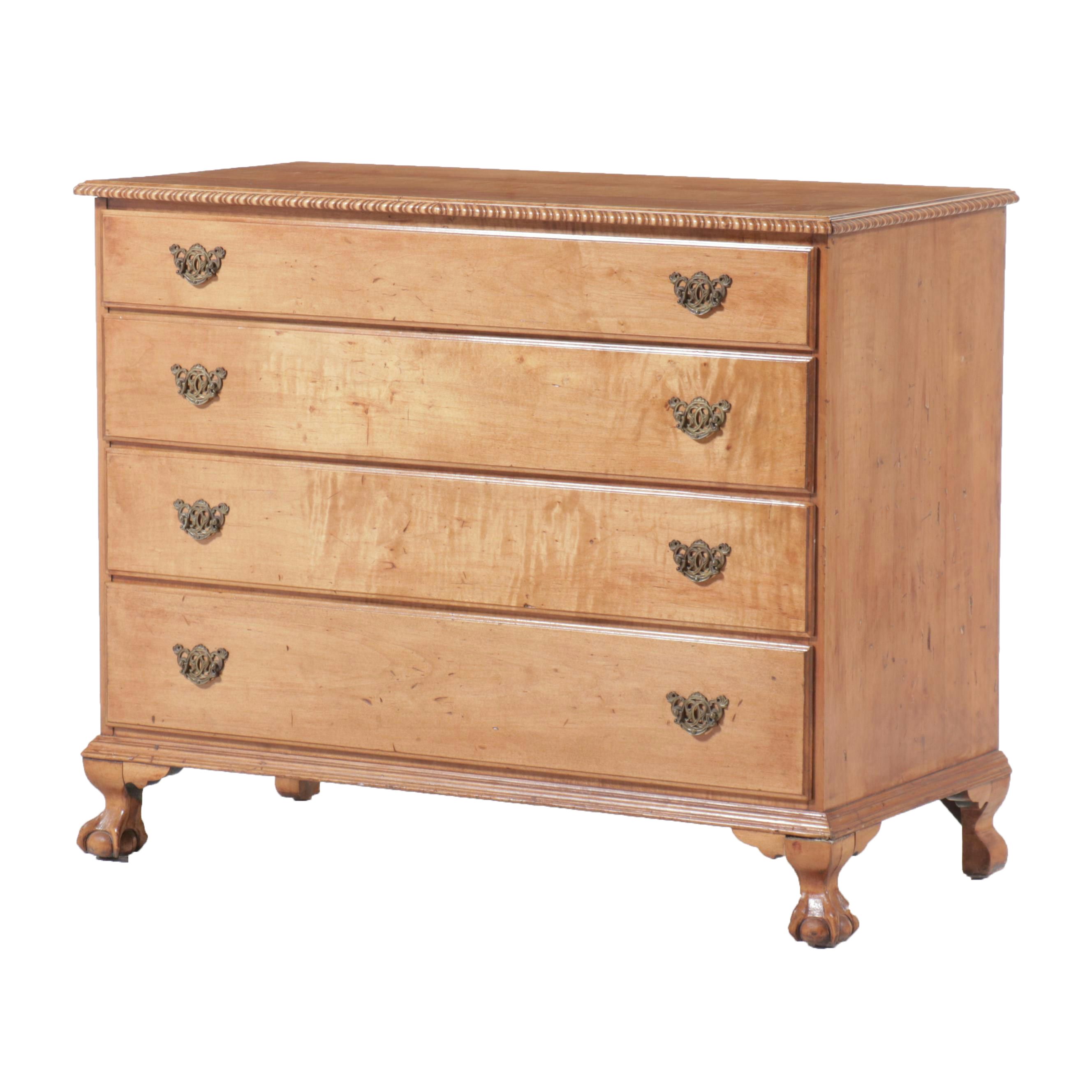 Federal Style Maple Four-Drawer Chest with Claw and Ball Feet, 20th Century