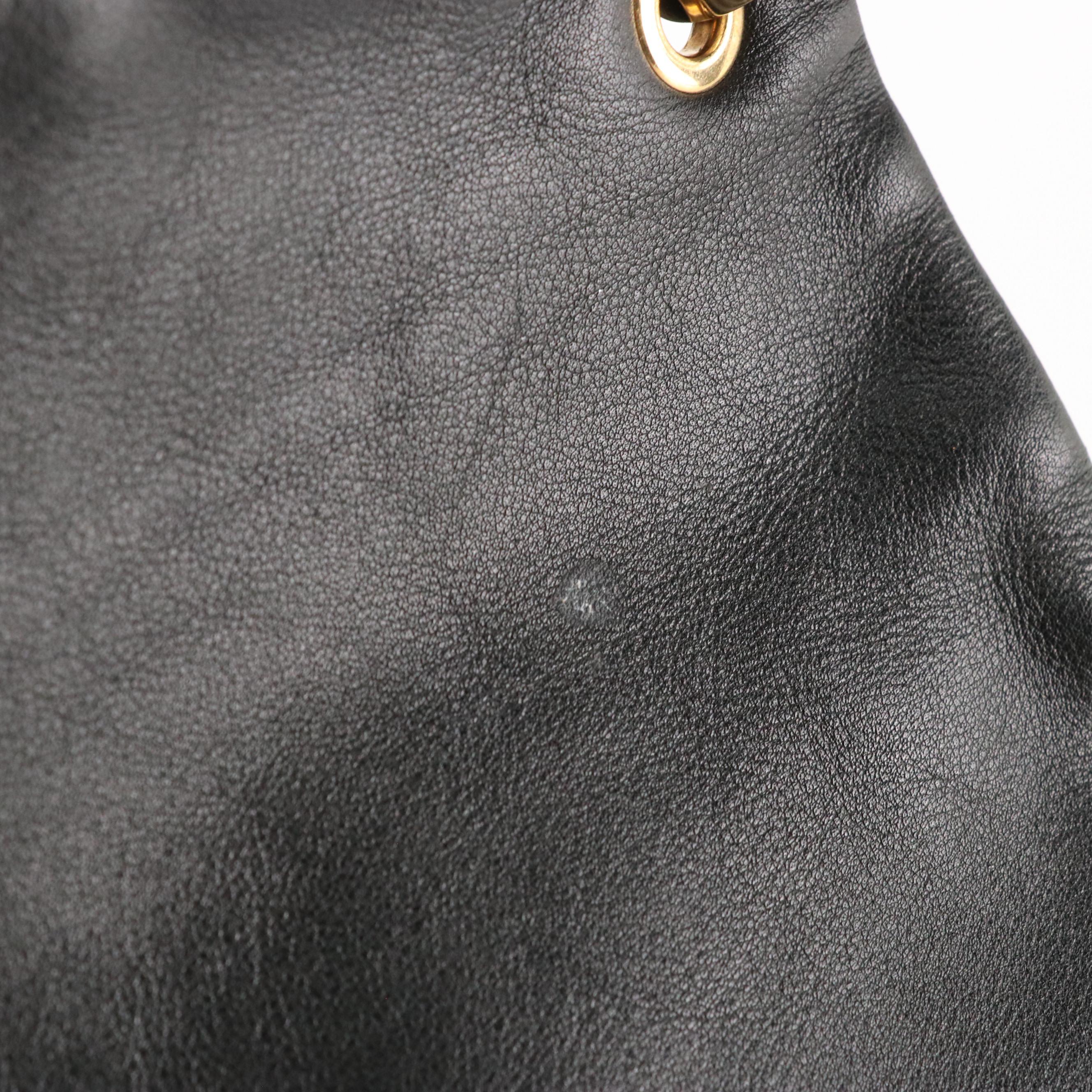 Gucci Bamboo Black Leather Top Handle Bag