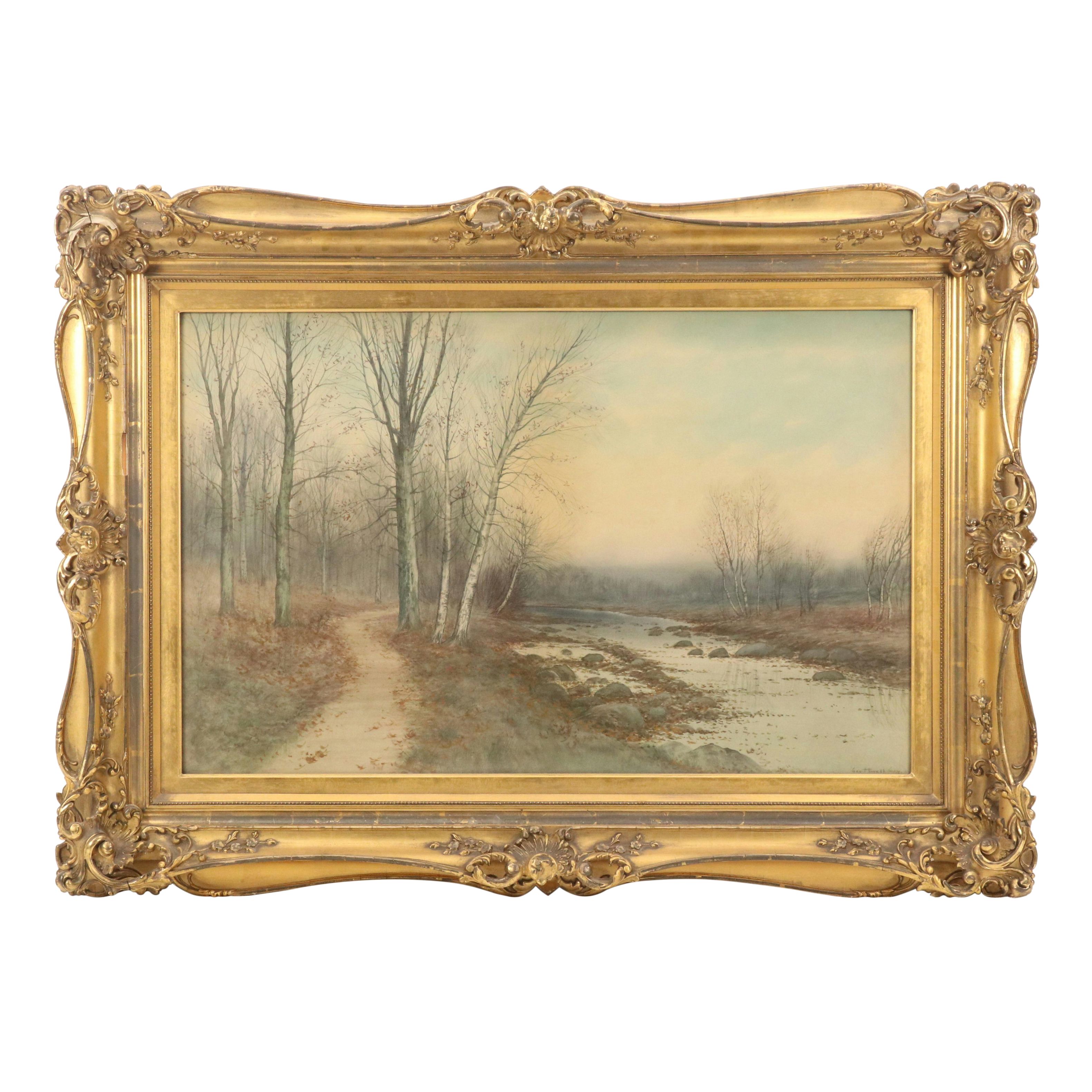 George Howell Gay Wintry Landscape Oil Painting, Late 19th / 20th Century