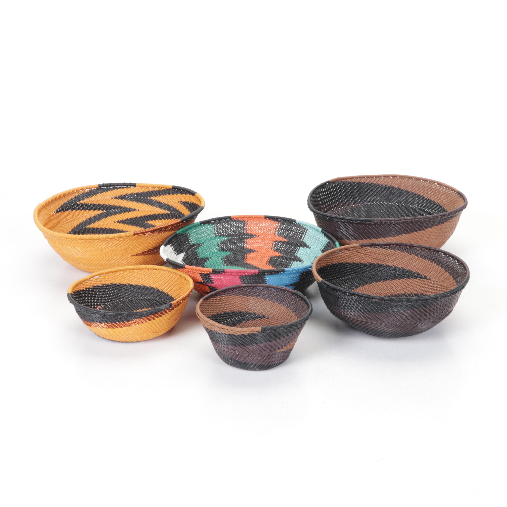 South African Zulu Telephone Wire Woven Baskets