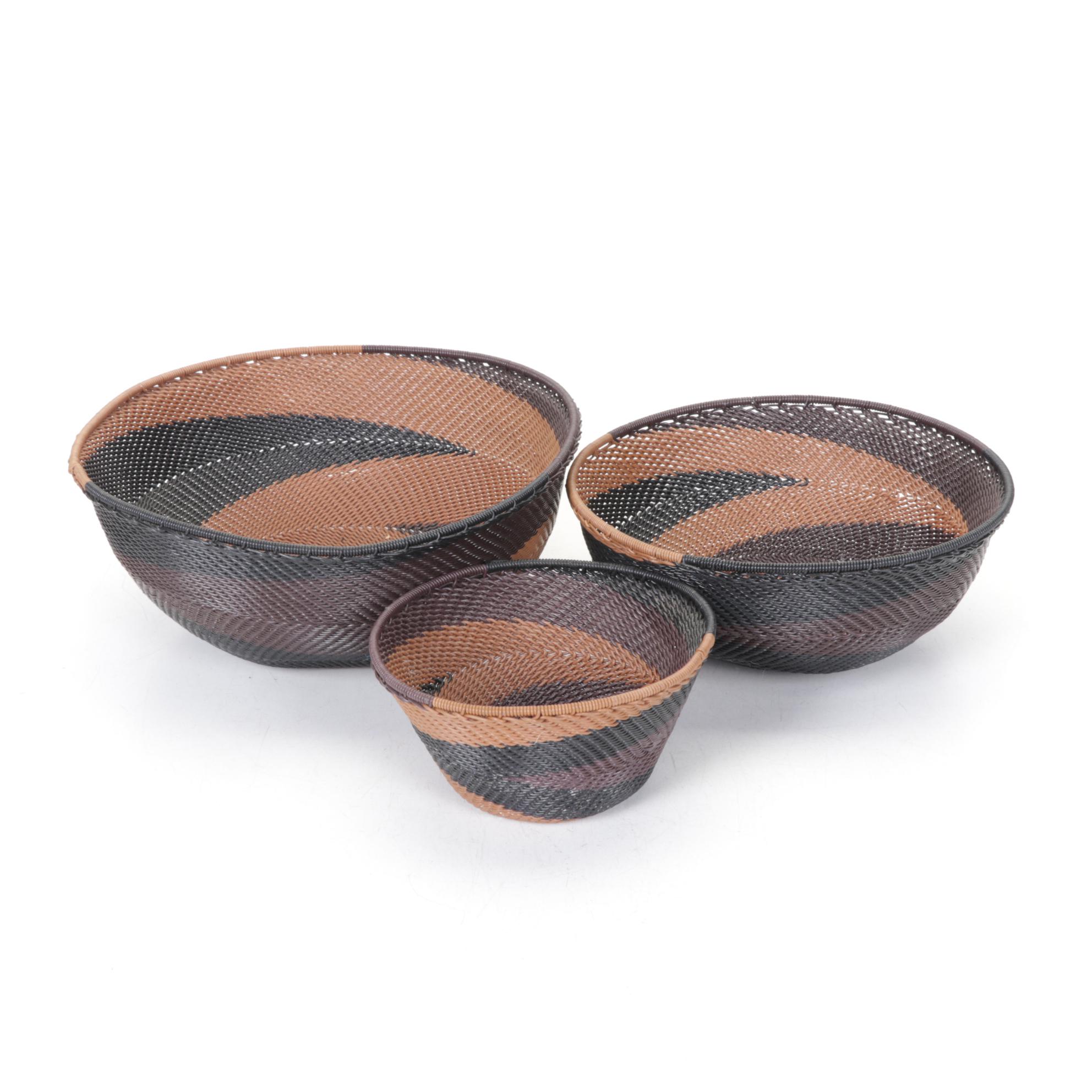South African Zulu Telephone Wire Woven Baskets