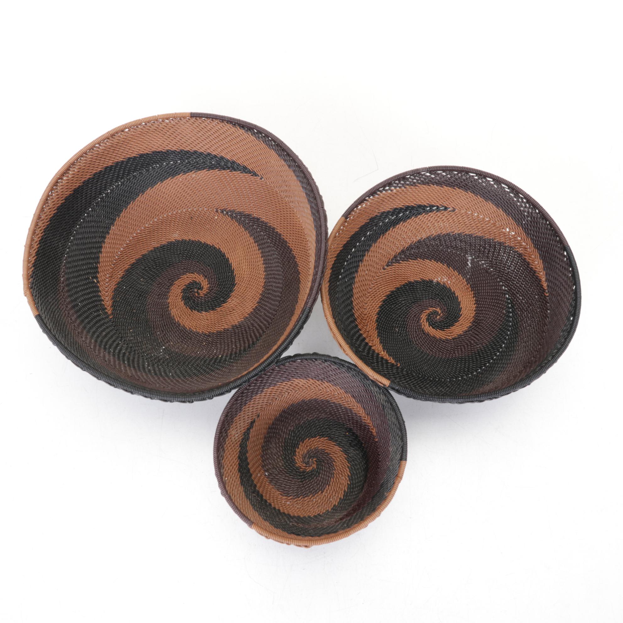 South African Zulu Telephone Wire Woven Baskets