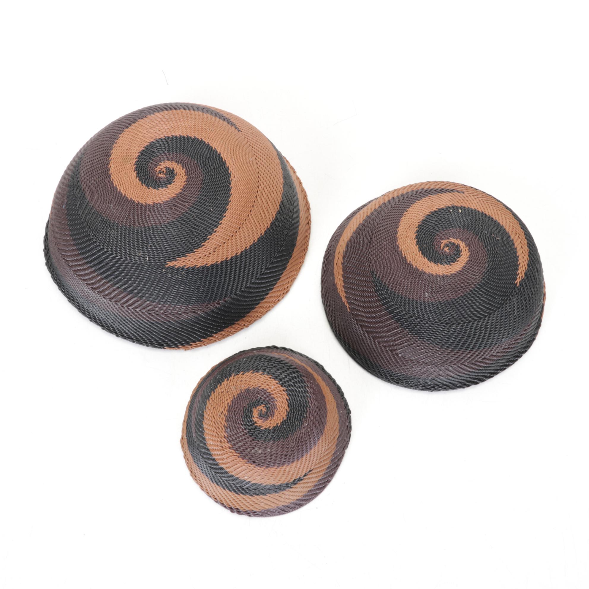 South African Zulu Telephone Wire Woven Baskets