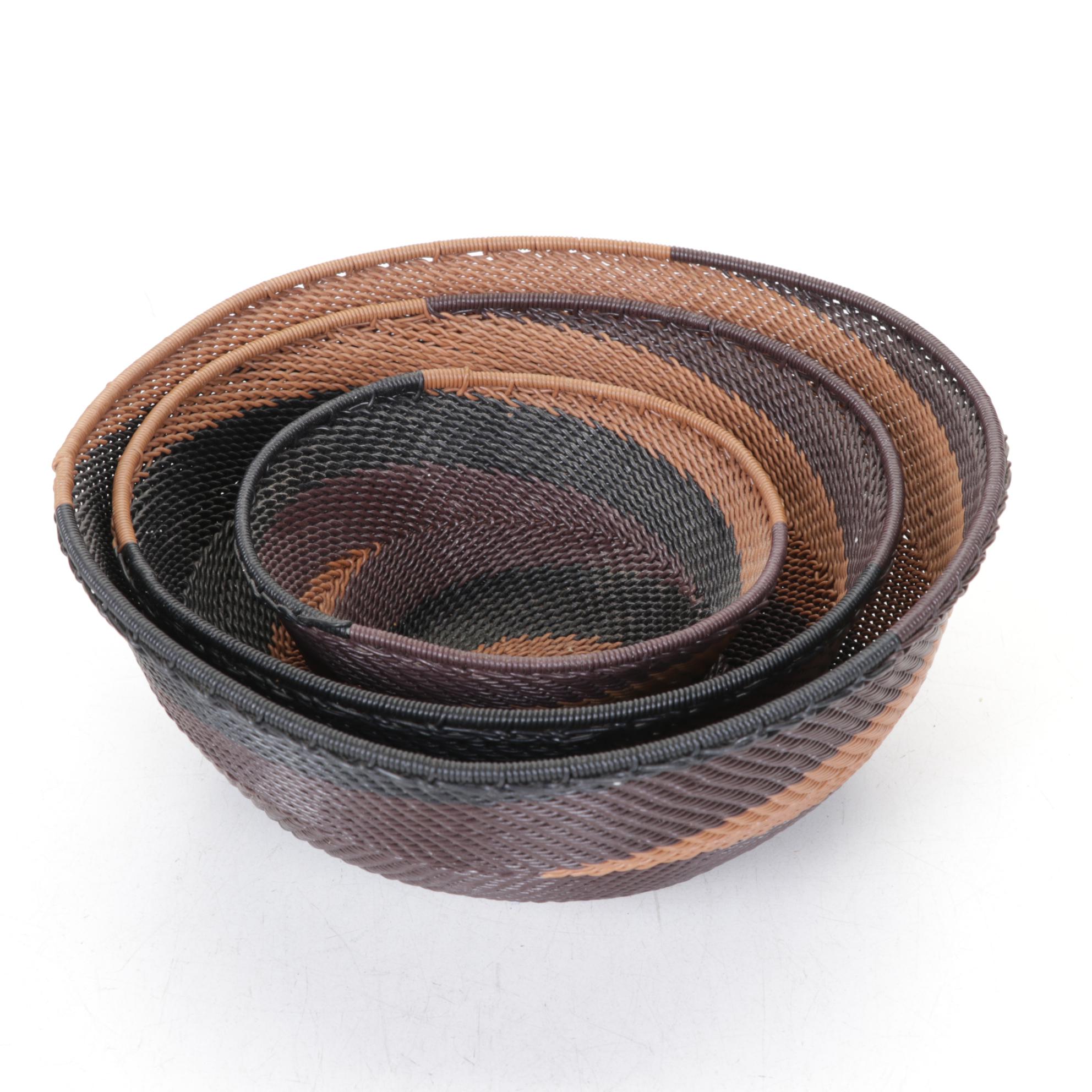 South African Zulu Telephone Wire Woven Baskets