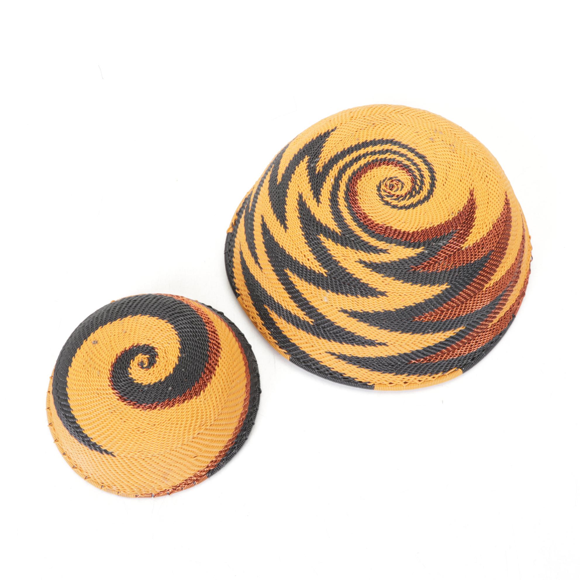 South African Zulu Telephone Wire Woven Baskets