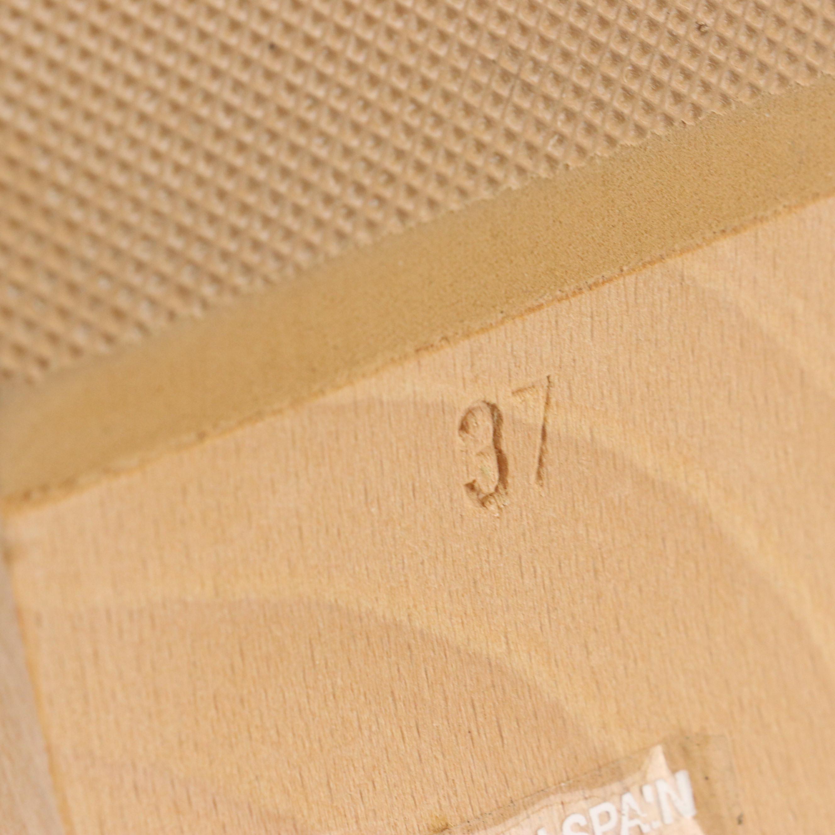 Hermès Wooden Heel Sandals in Brown and Navy Striped Cotton Canvas, With Box