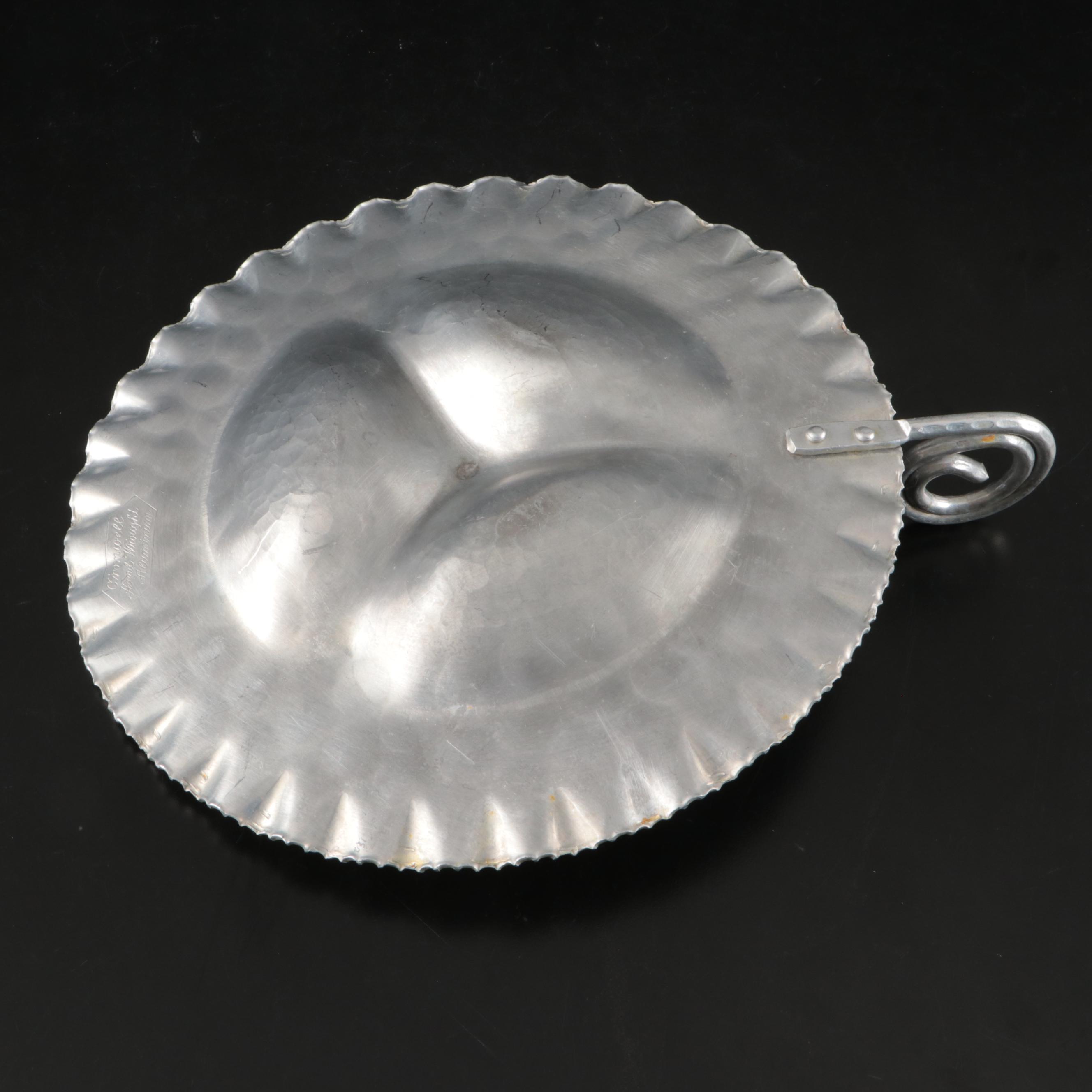 Nambe Bowl with Other Pewter and Metal Serving Pieces, 20th Century