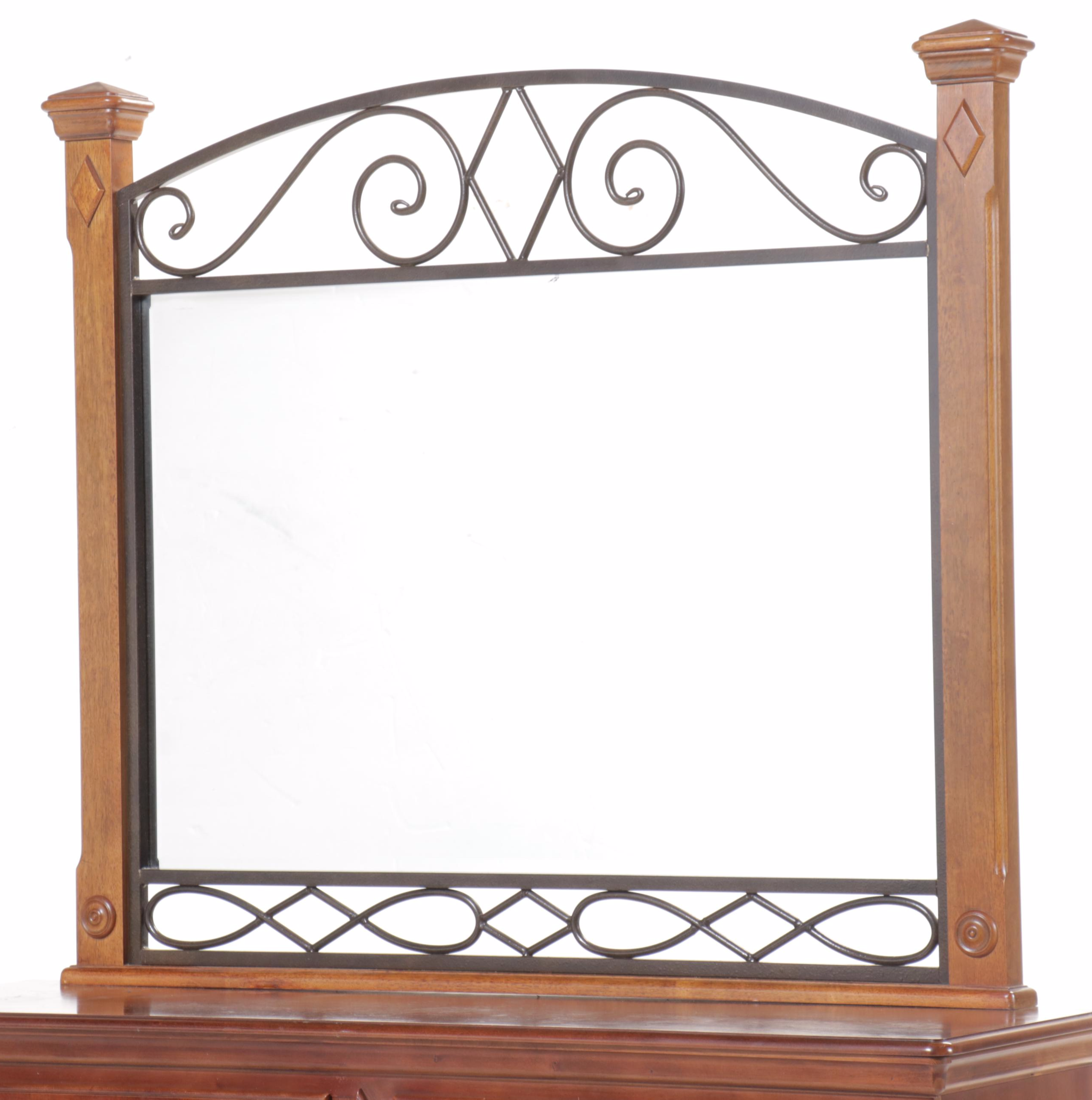 Alexander Julian "Home Colours" Mahogany Dresser and Mirror with Metal Accents