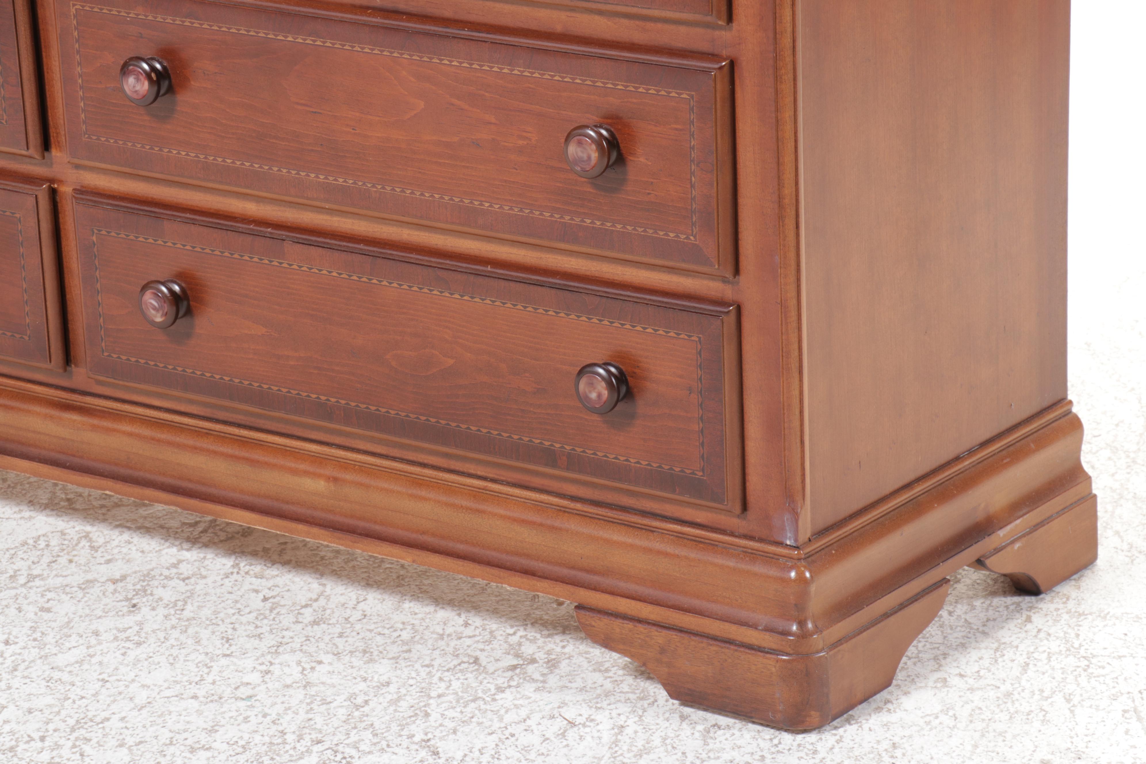 Alexander Julian "Home Colours" Mahogany Dresser and Mirror with Metal Accents