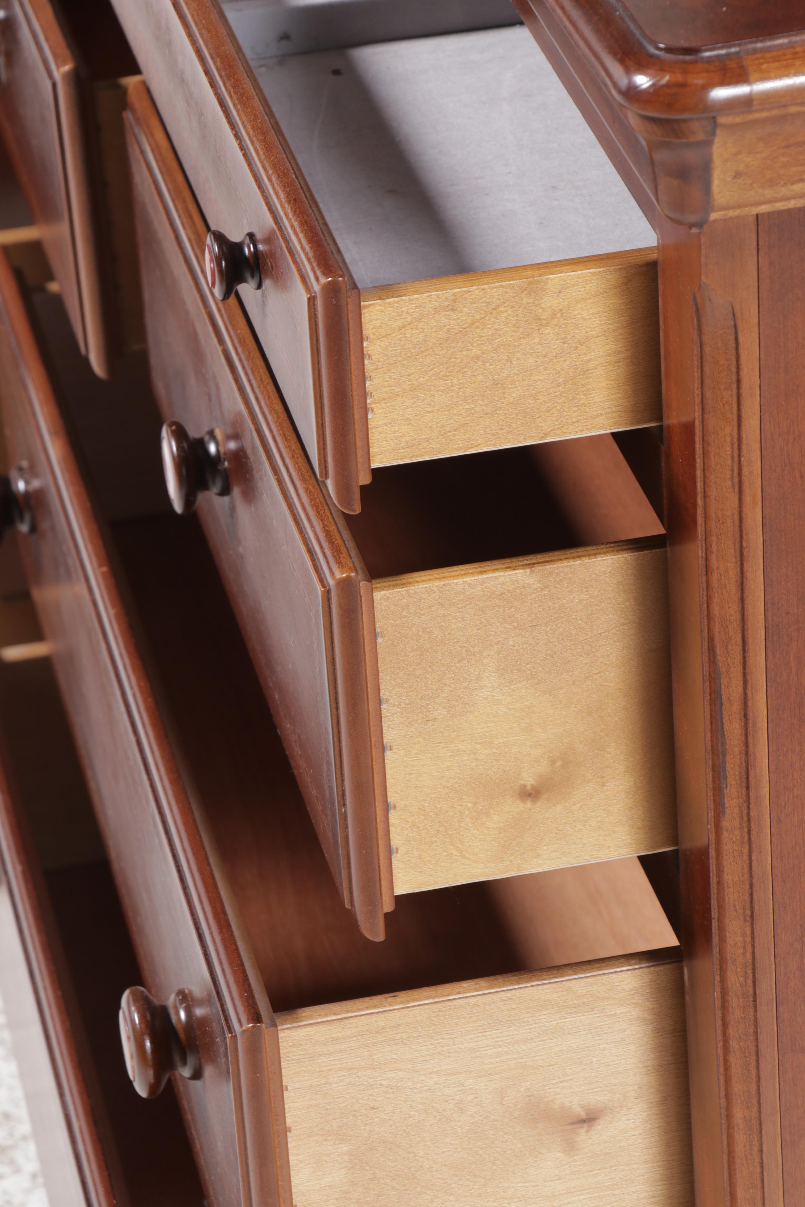 Alexander Julian "Home Colours" Mahogany Dresser and Mirror with Metal Accents