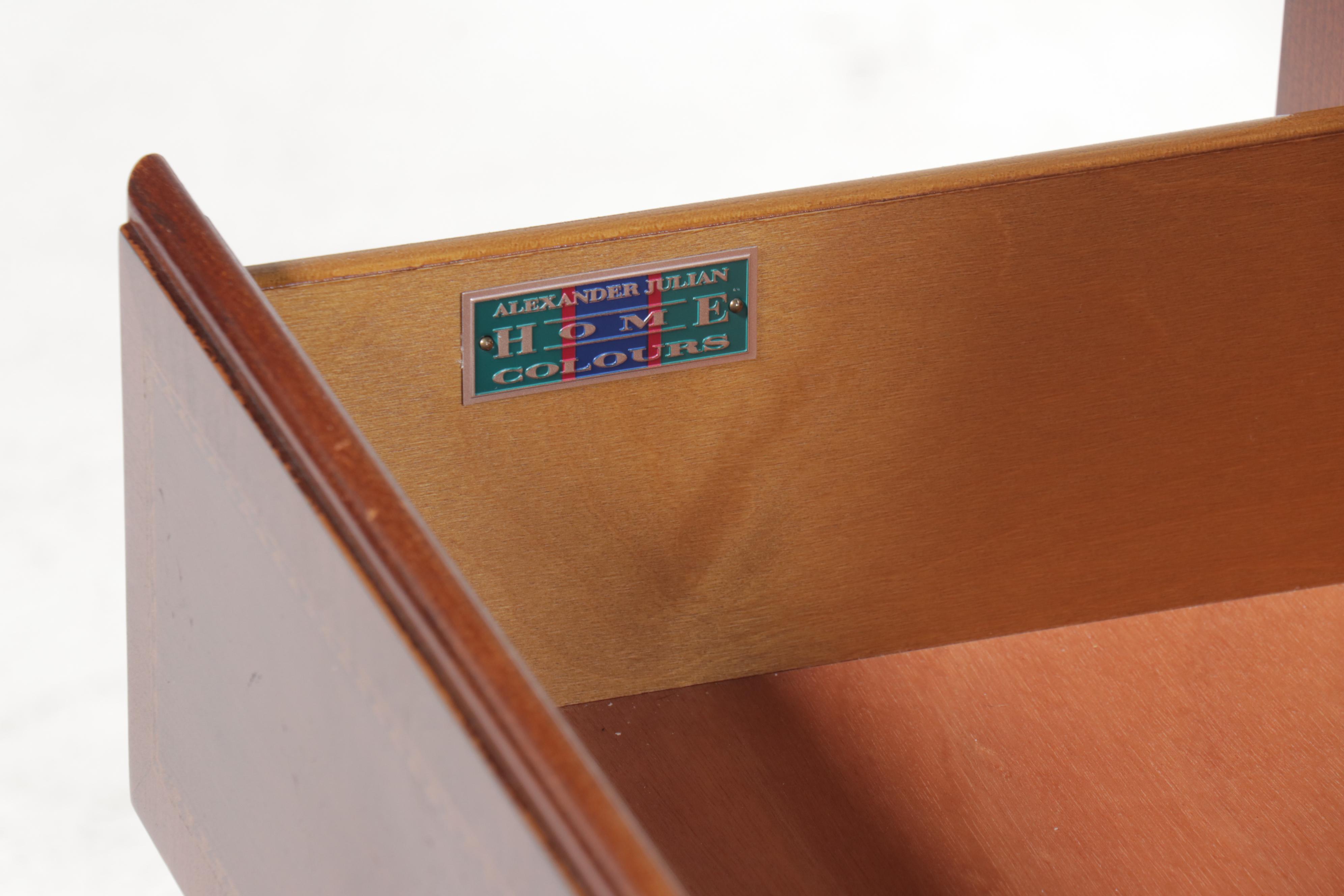 Alexander Julian "Home Colours" Mahogany Dresser and Mirror with Metal Accents