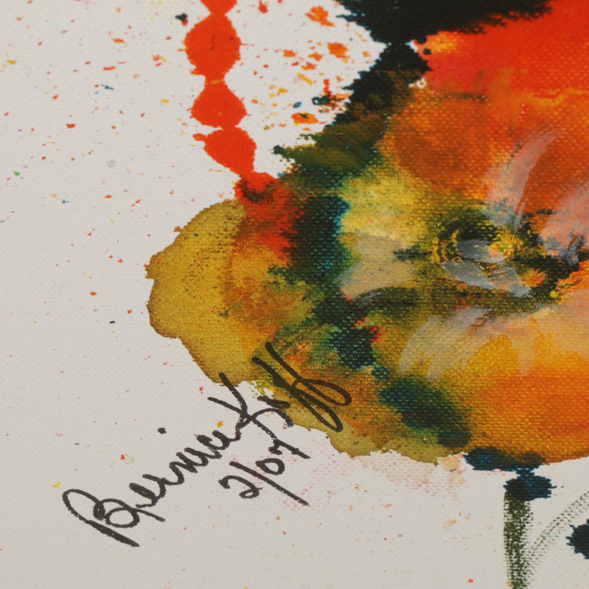 Bernice Koff Abstract Floral of Poppies Oil Painting, 2007