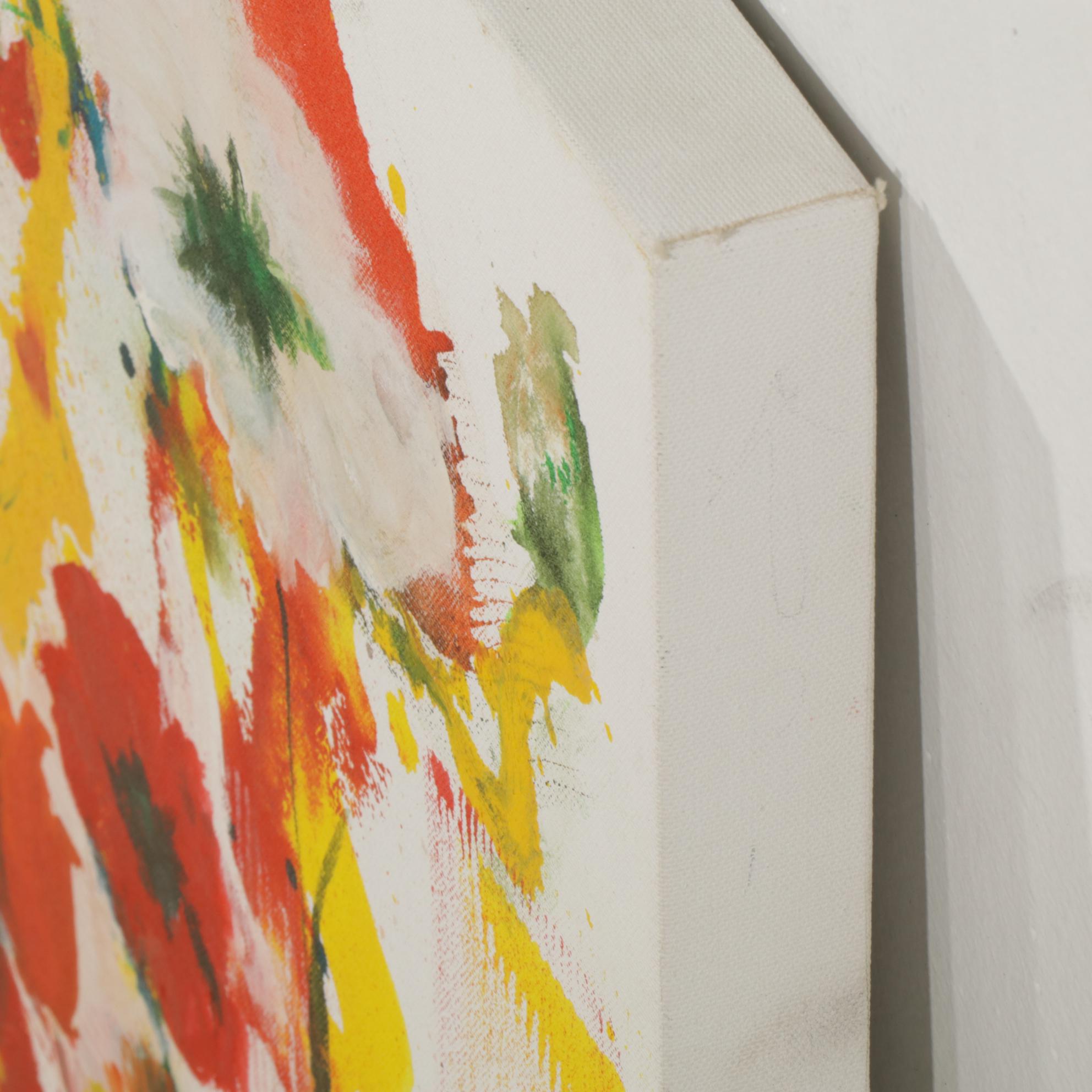 Bernice Koff Abstract Floral of Poppies Oil Painting, 2007