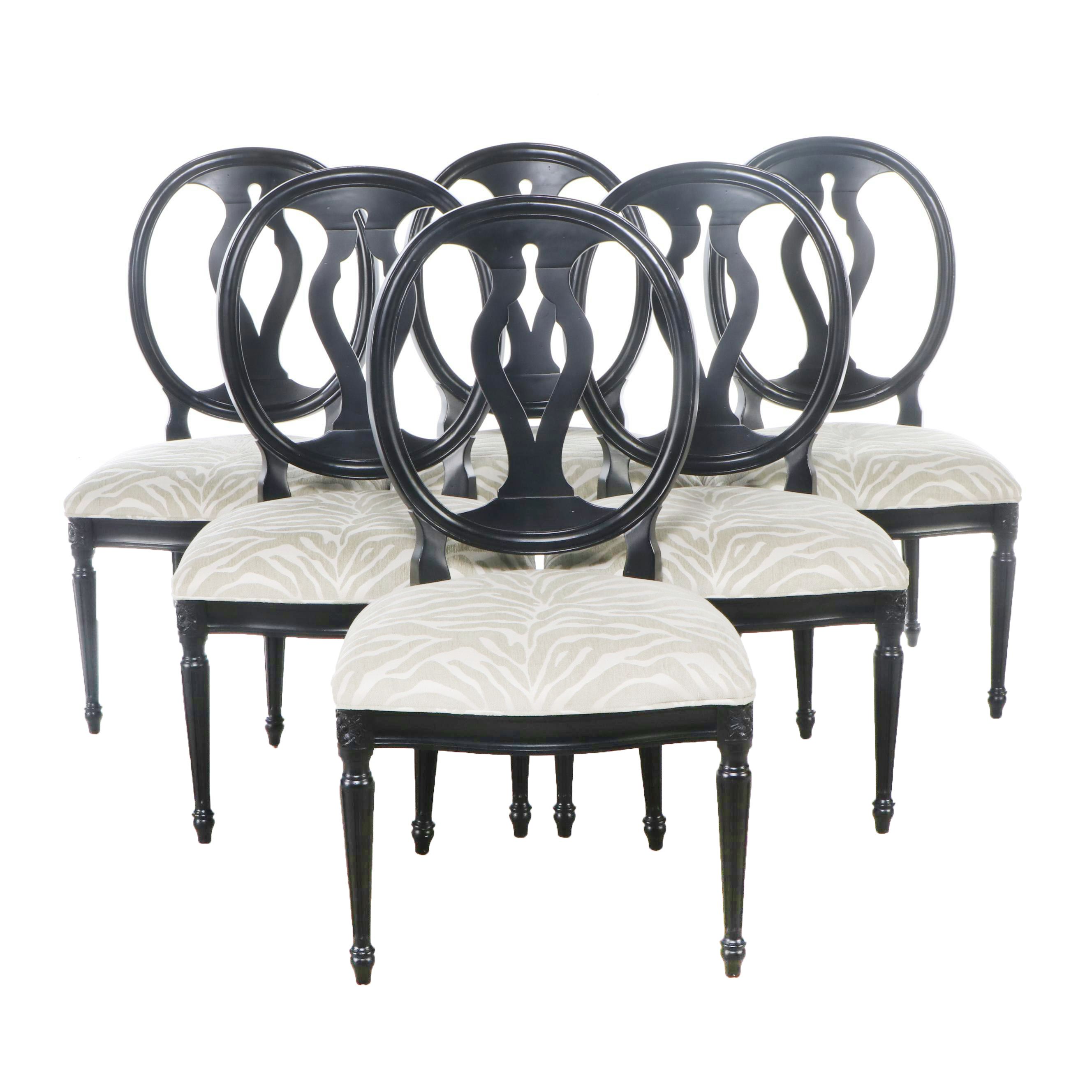 Set of Six Ethan Allen "Margaux" Contemporary Painted Maple Side Chairs