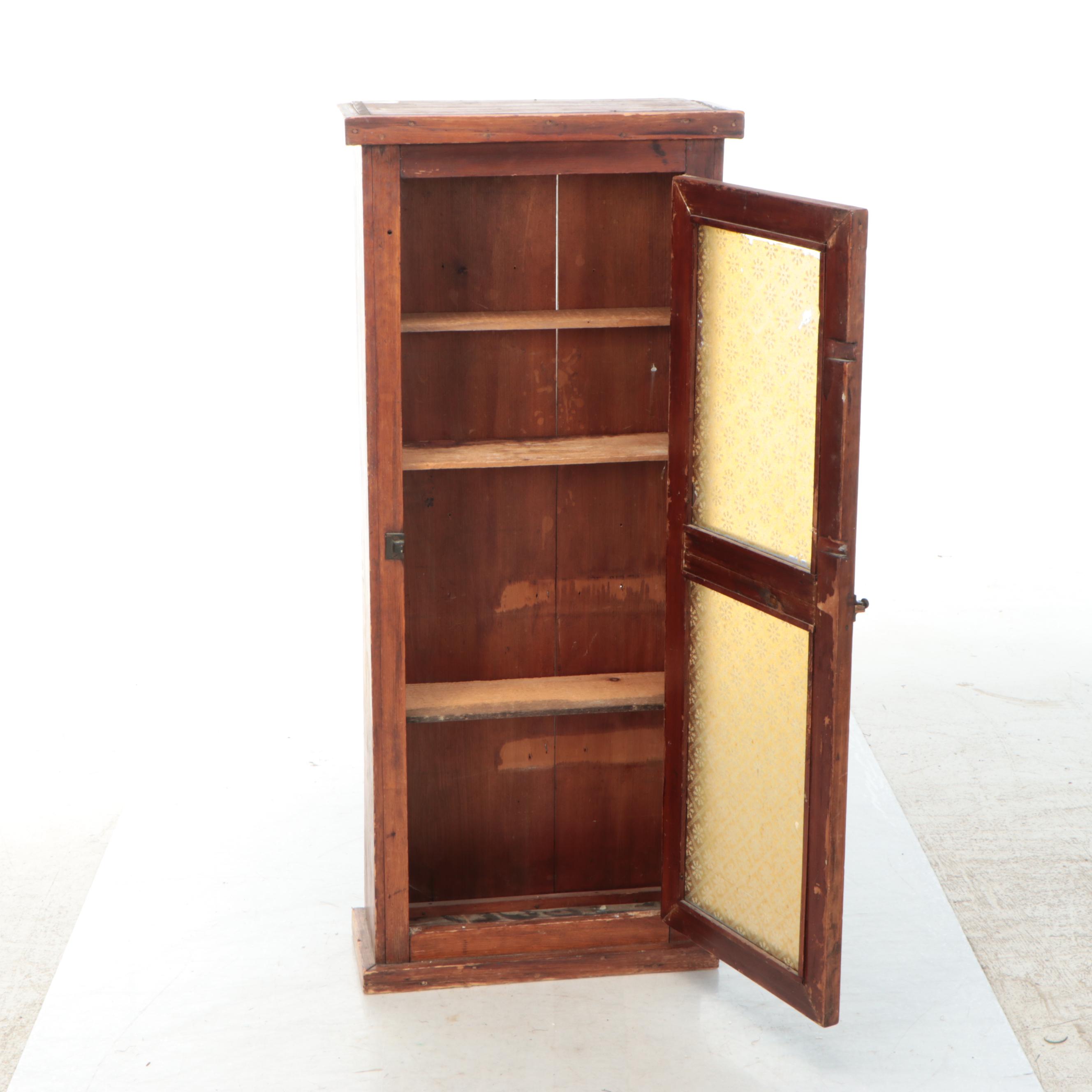 American Primitive Counter Cabinet with Patterned Glass Door