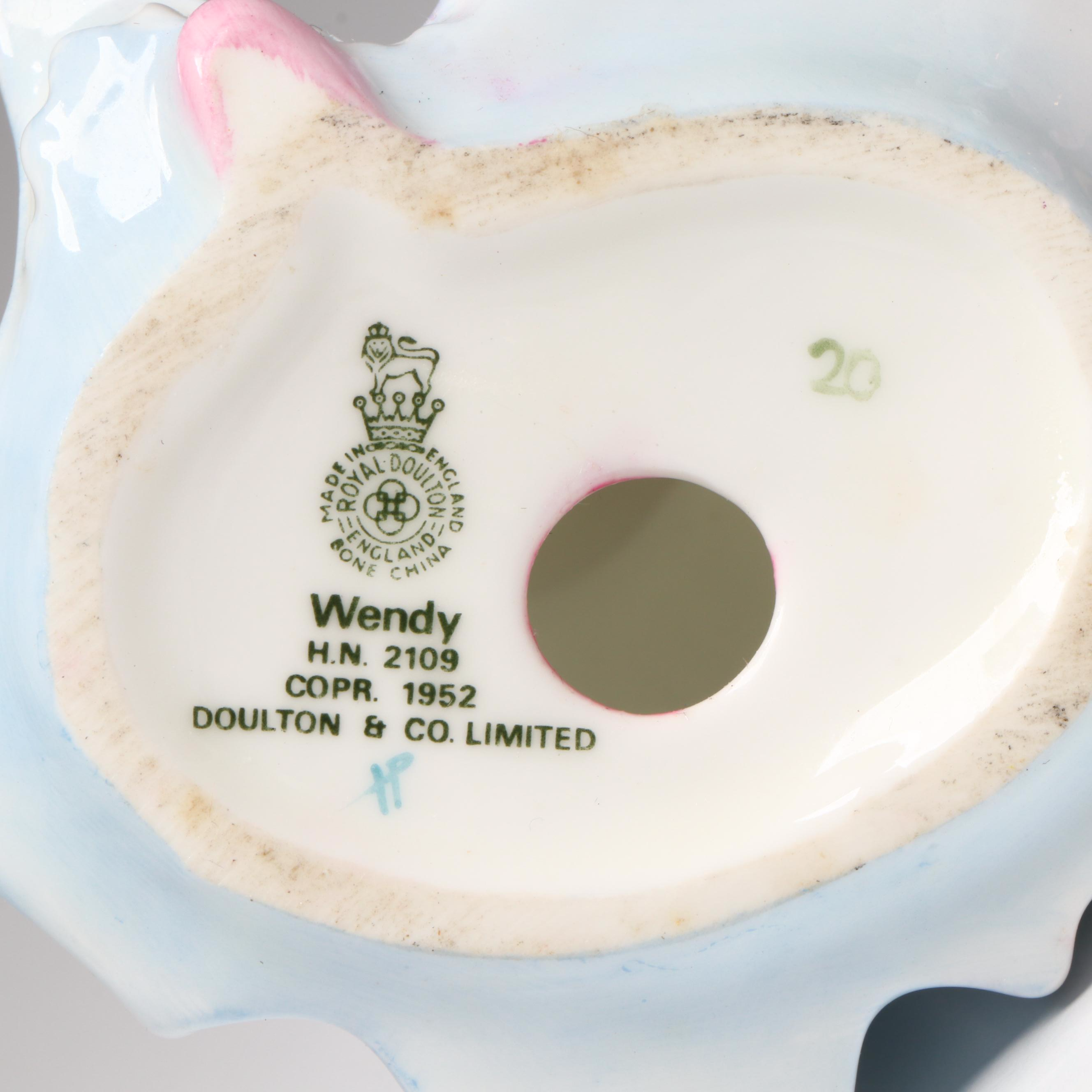 Royal Doulton "Wendy" Figurine with Lefton Swan Dish and Glass Tableware