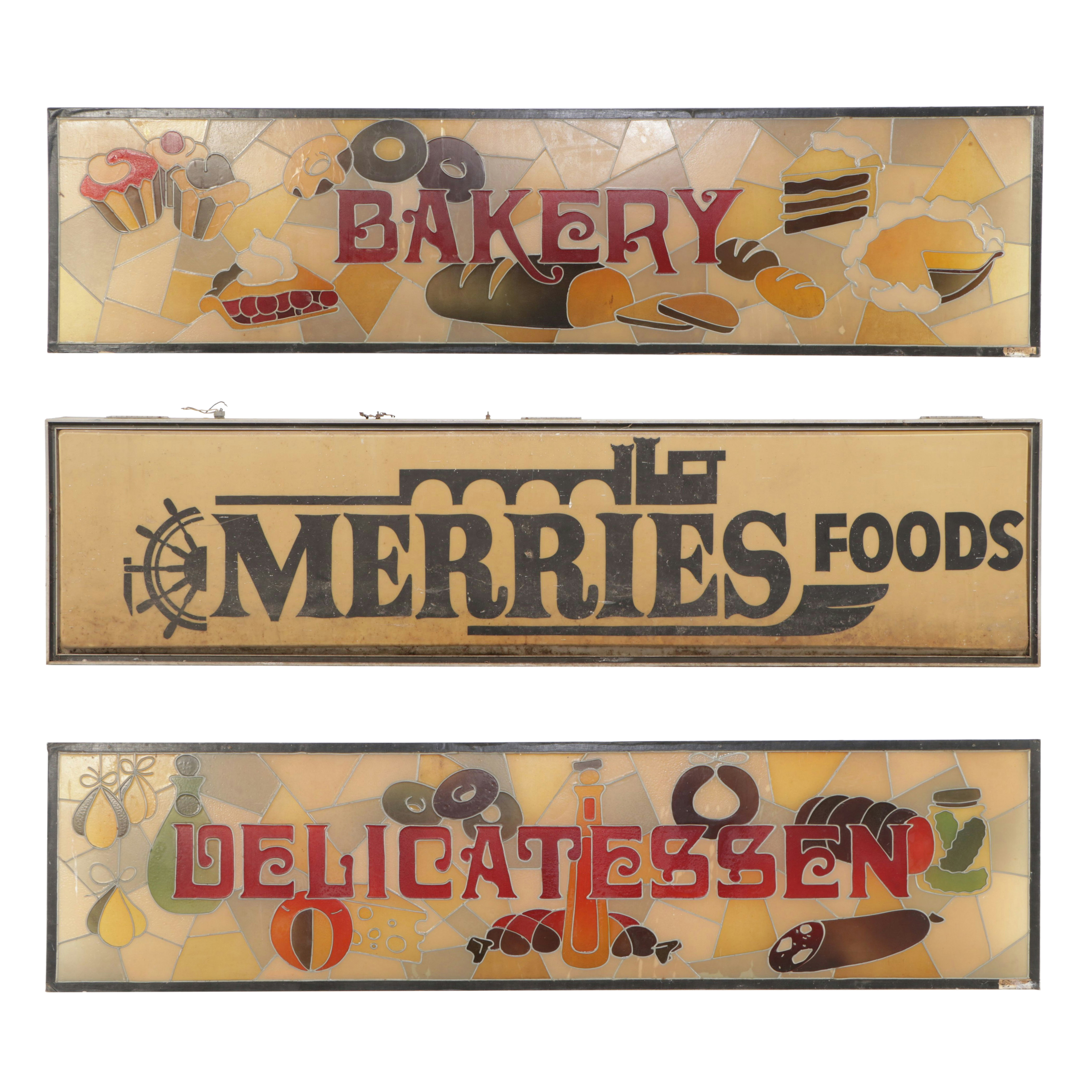 Merries Foods, Delicatessen and Bakery Advertising Signs