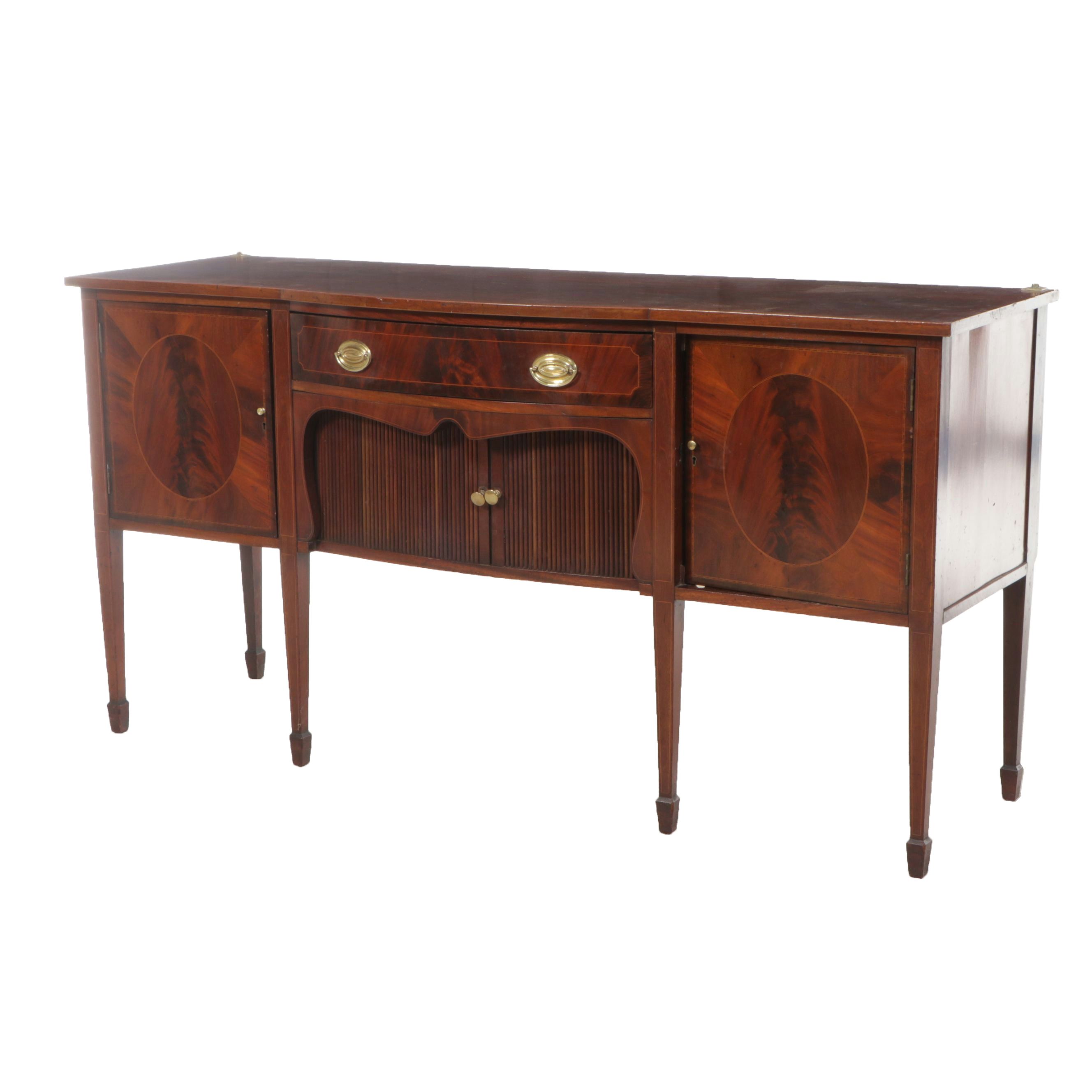 Hepplewhite Style Flame Mahogany Buffet with Reed & Barton Flatware Insert