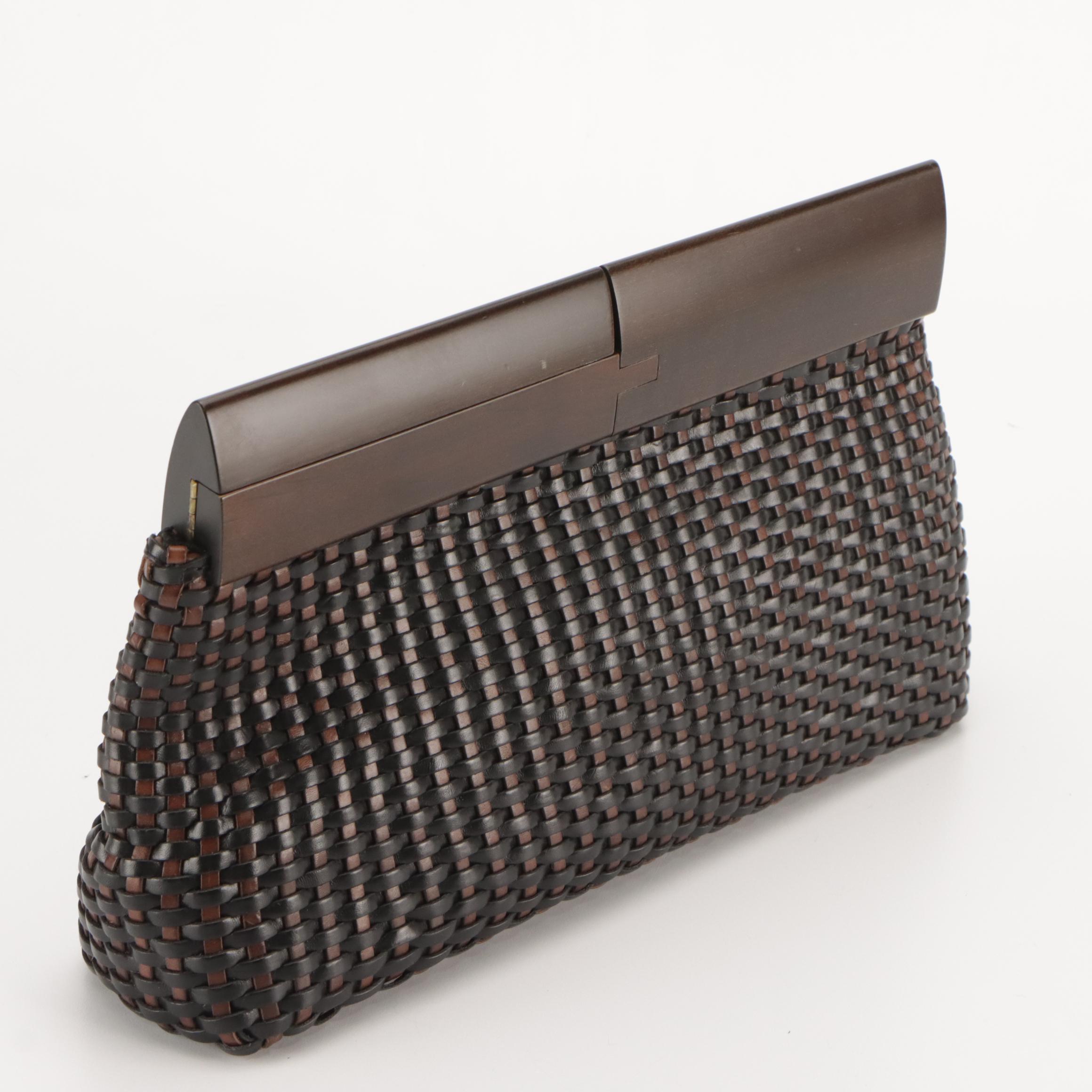 De Vecchi Leather & Wood Clutch, Langlois & Jargeais Beaded Purse & Brighton Bag