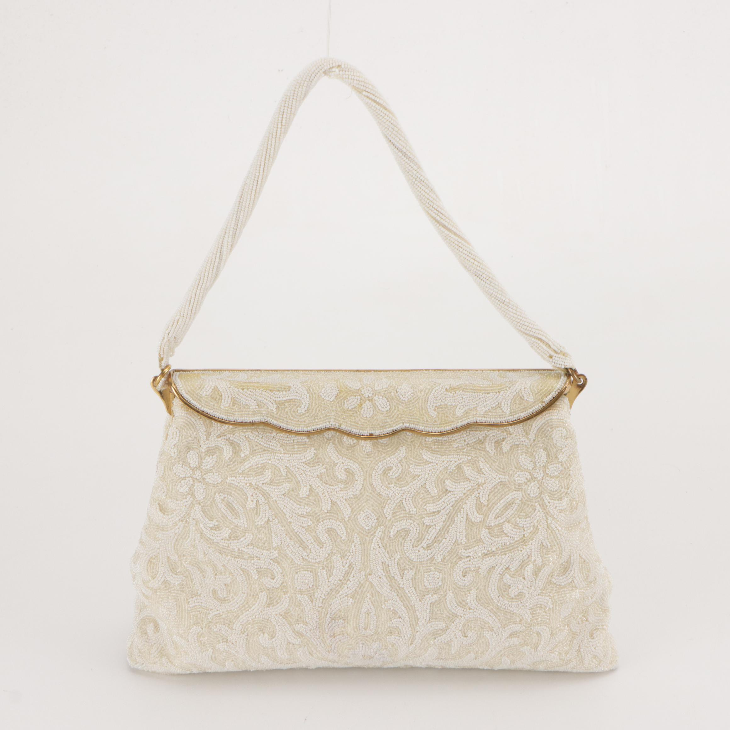 De Vecchi Leather & Wood Clutch, Langlois & Jargeais Beaded Purse & Brighton Bag