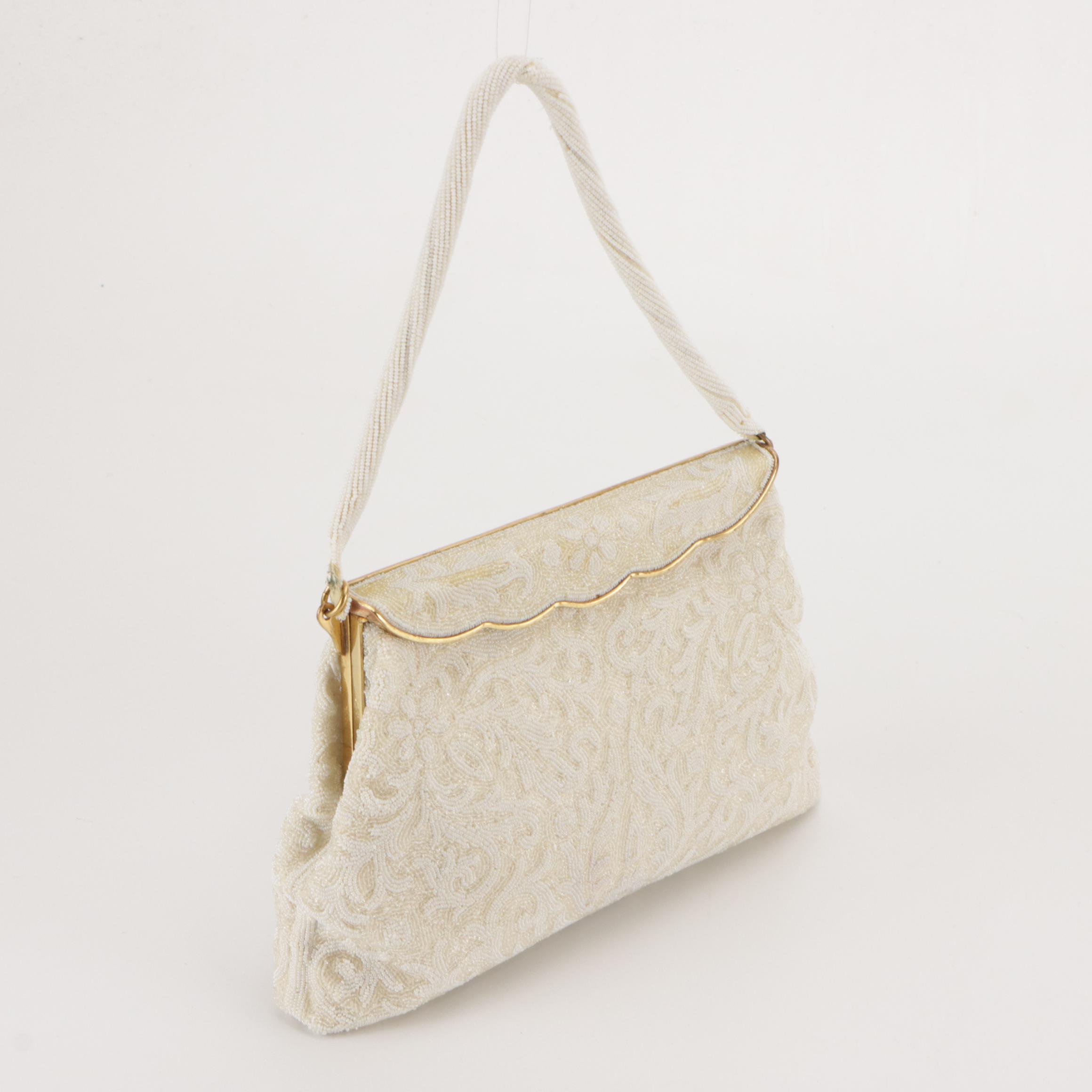 De Vecchi Leather & Wood Clutch, Langlois & Jargeais Beaded Purse & Brighton Bag